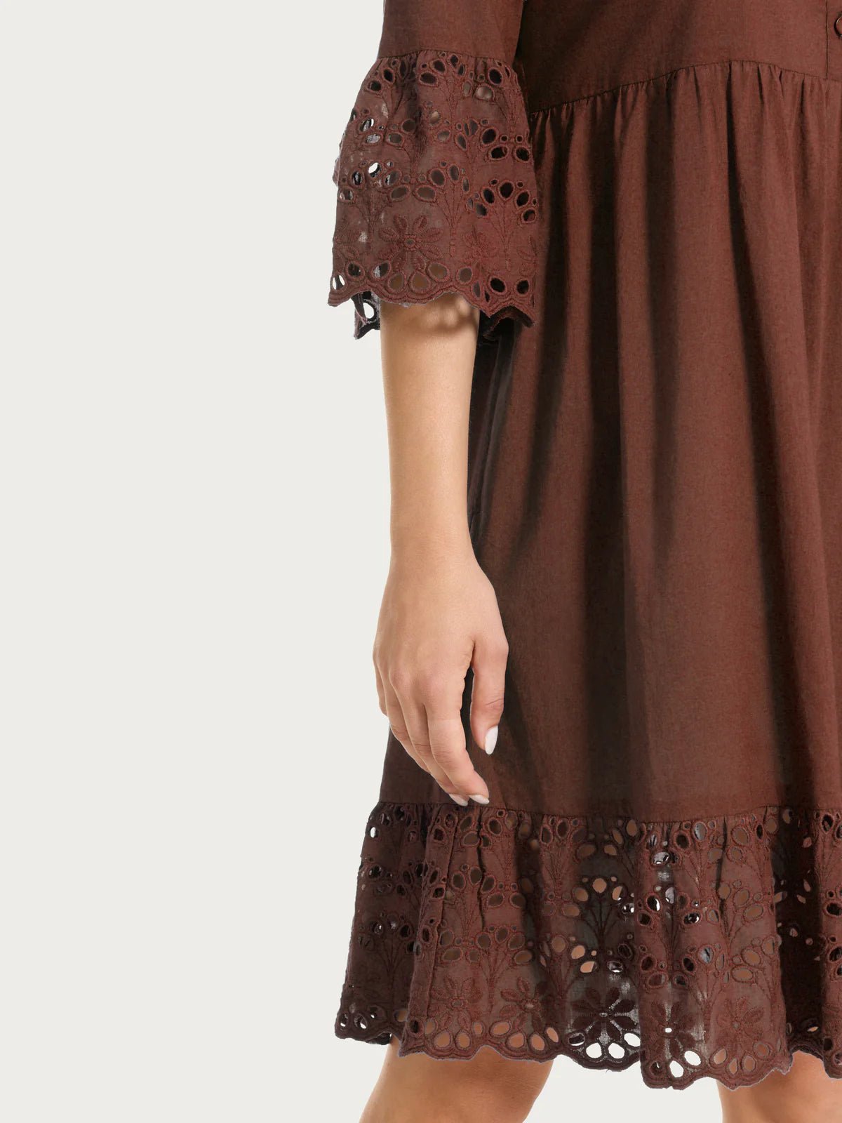 Ragno - Vestito con dettagli in Sangallo e Mussola di Cotone - Donna - World Fashion