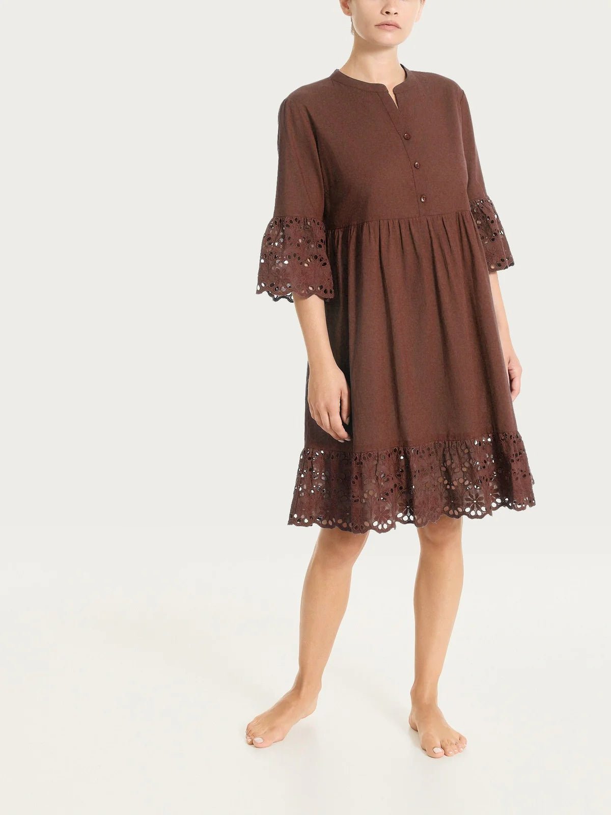 Ragno - Vestito con dettagli in Sangallo e Mussola di Cotone - Donna - World Fashion