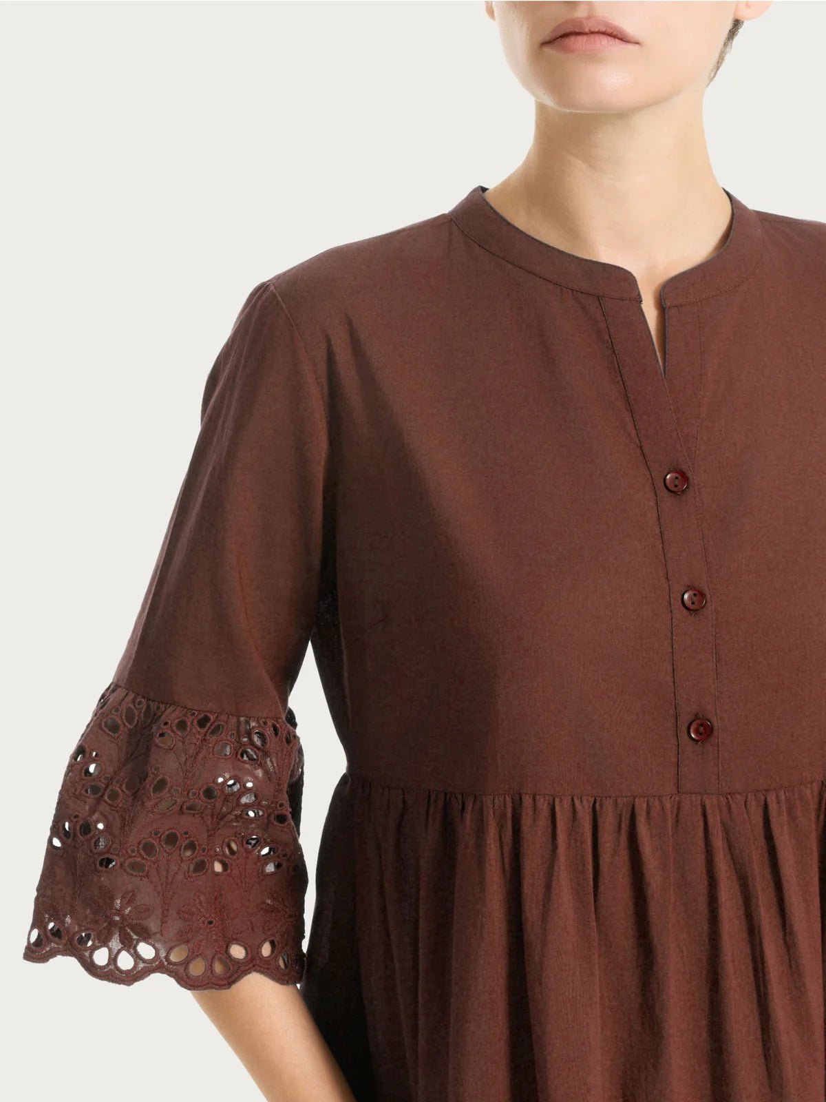 Ragno - Vestito con dettagli in Sangallo e Mussola di Cotone - Donna - World Fashion
