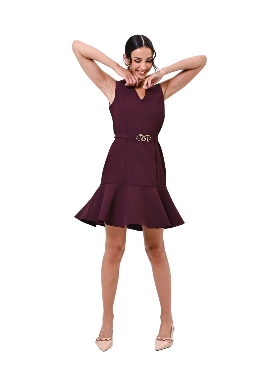 Rinascimento - Abito Corto Con Balza e Cintura - Donna - World Fashion