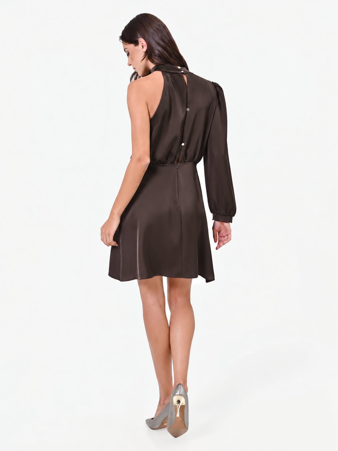 Rinascimento - Abito corto in raso con scollo drappeggiato - Donna - World Fashion