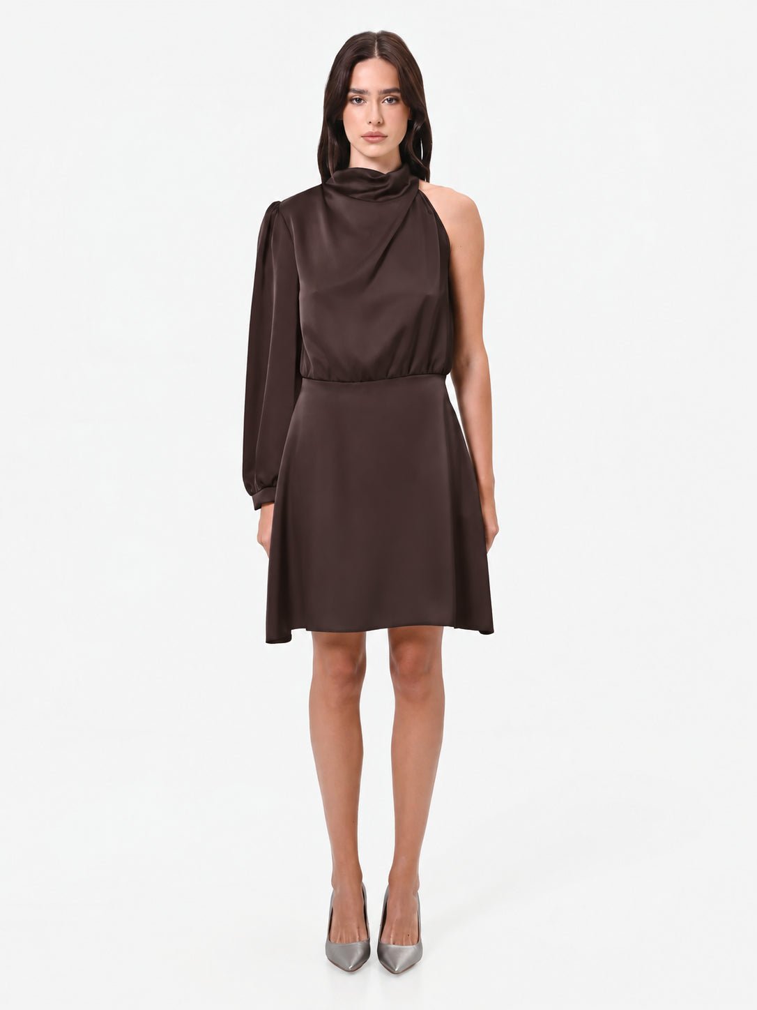 Rinascimento - Abito corto in raso con scollo drappeggiato - Donna - World Fashion