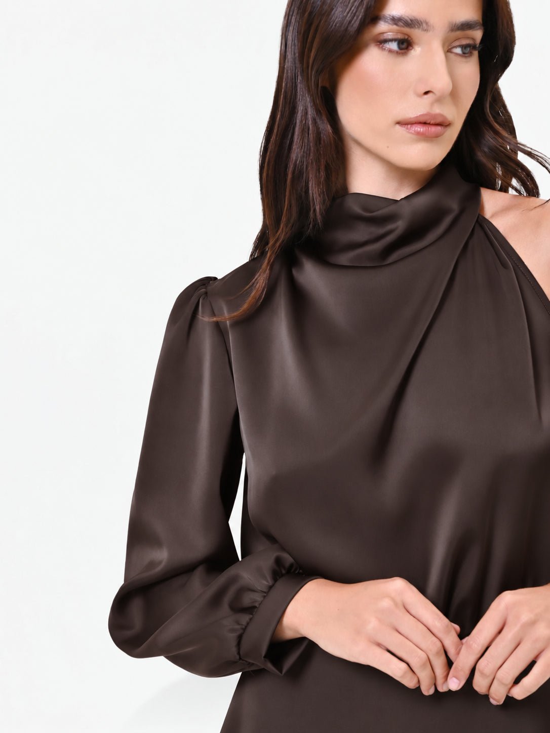 Rinascimento - Abito corto in raso con scollo drappeggiato - Donna - World Fashion