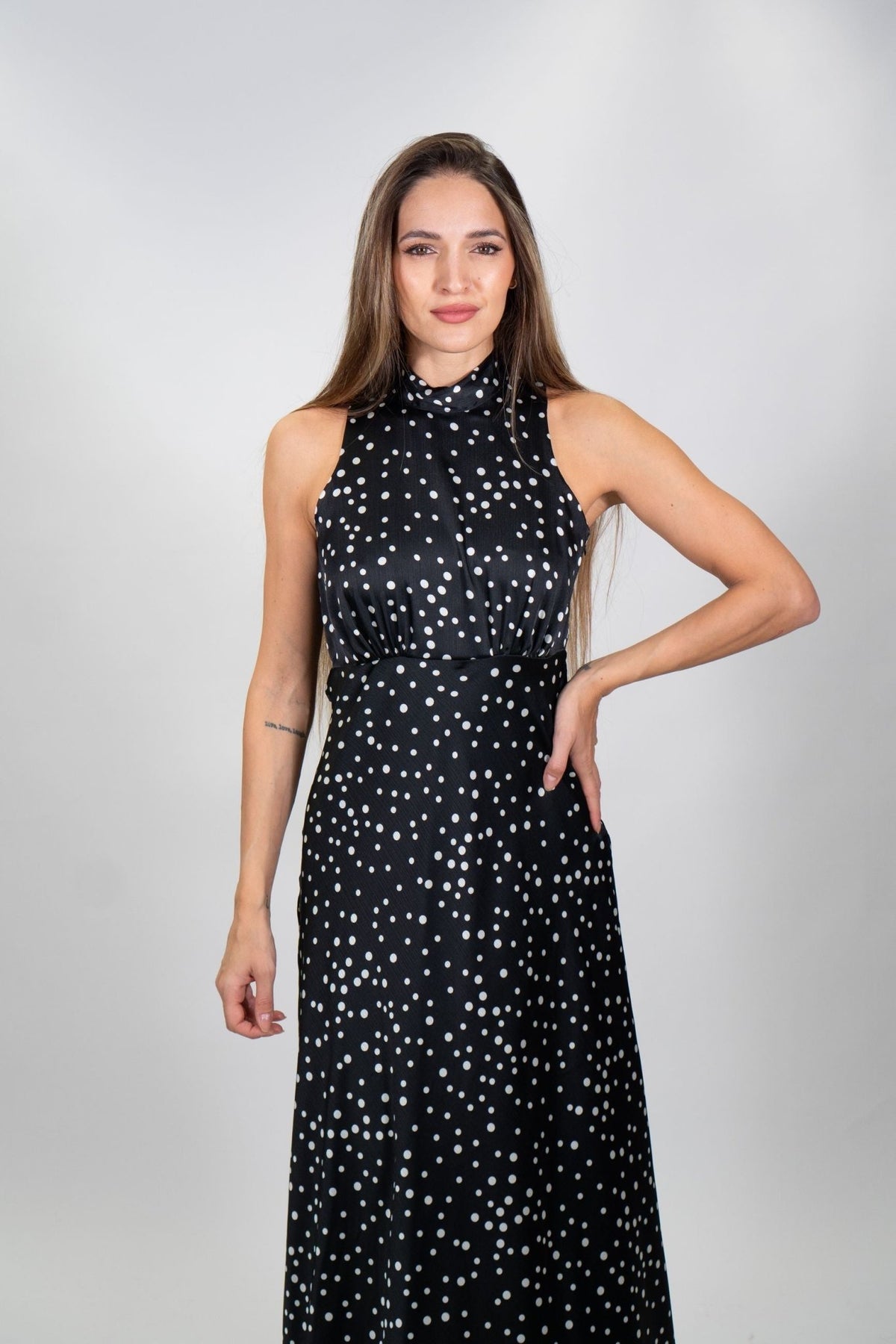 Rinascimento - Abito lungo a pois in raso - Donna - World Fashion