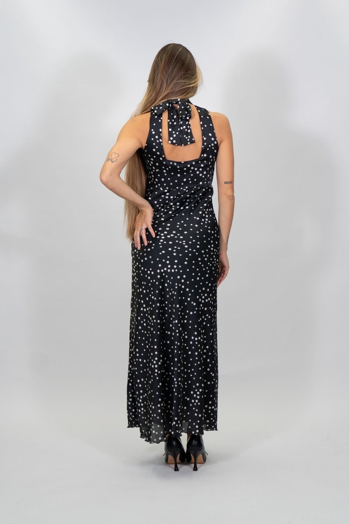 Rinascimento - Abito lungo a pois in raso - Donna - World Fashion