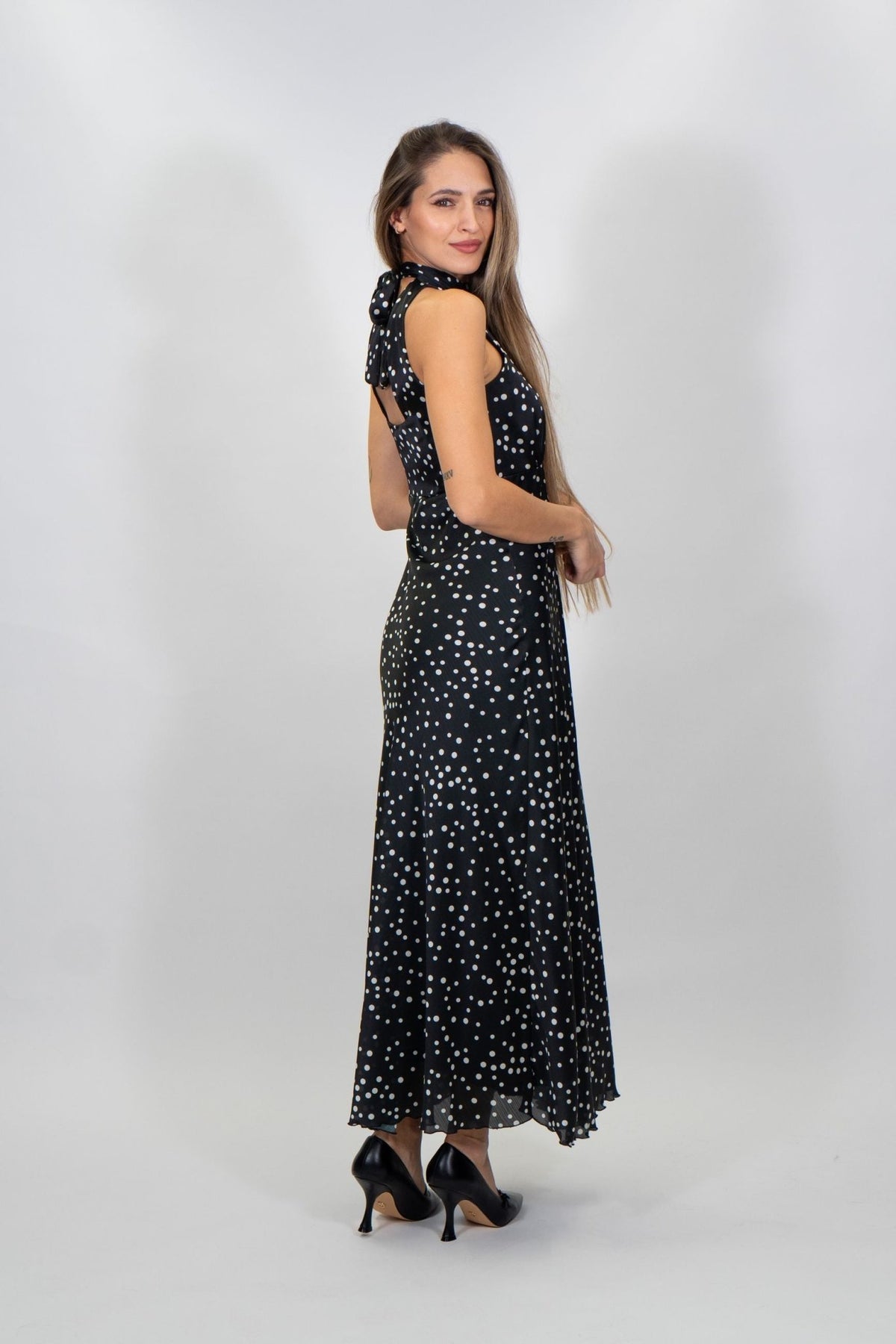 Rinascimento - Abito lungo a pois in raso - Donna - World Fashion
