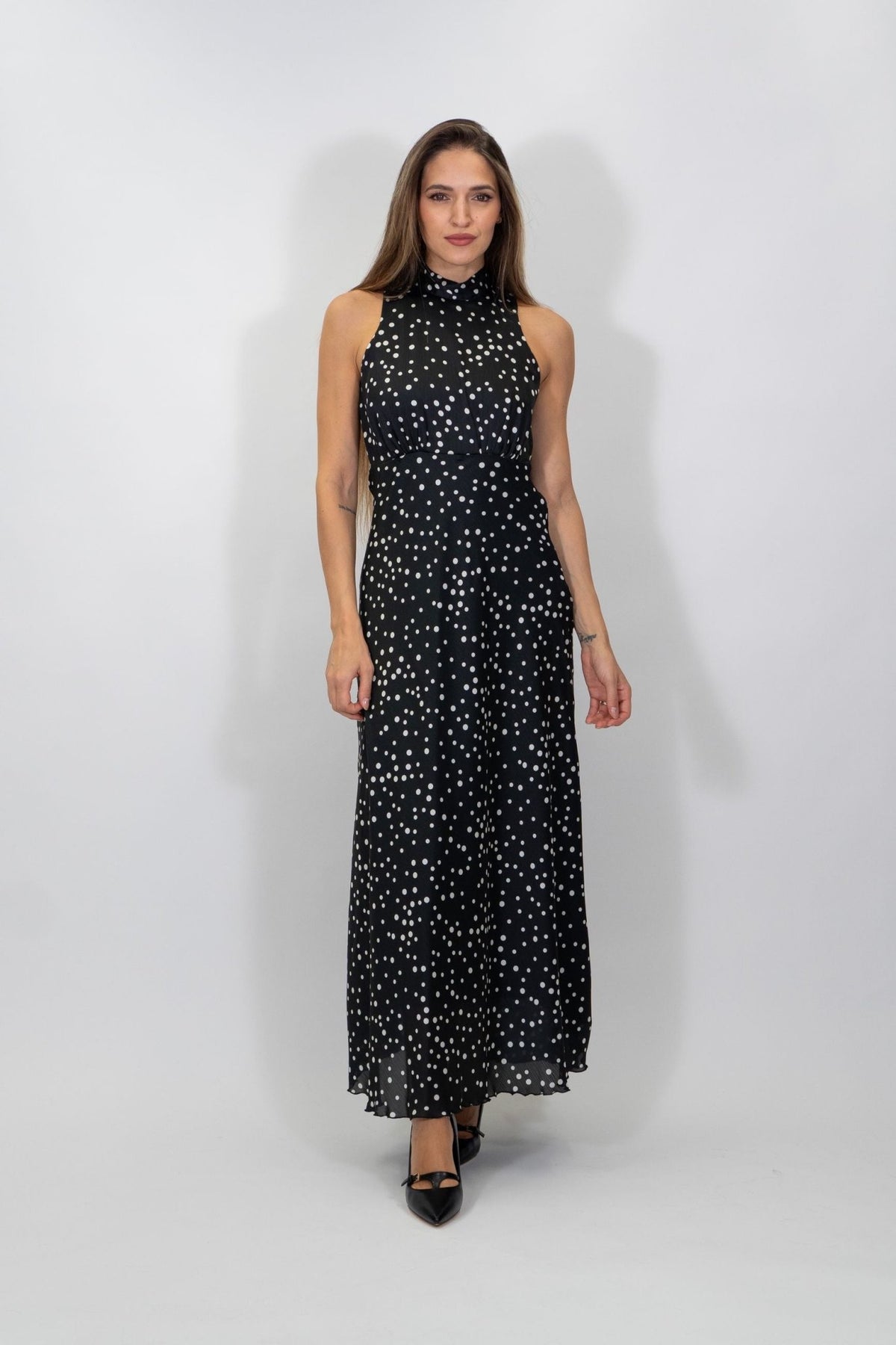 Rinascimento - Abito lungo a pois in raso - Donna - World Fashion