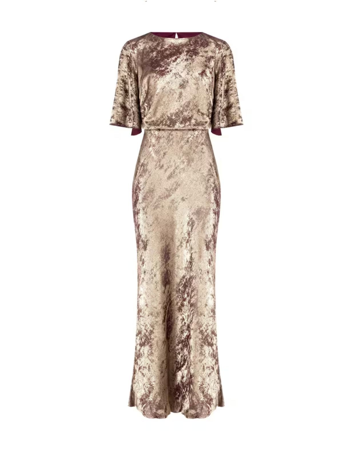 Rinascimento - Abito Lungo Effetto Laminato Arricciato Sui Fianchi - Donna - World Fashion