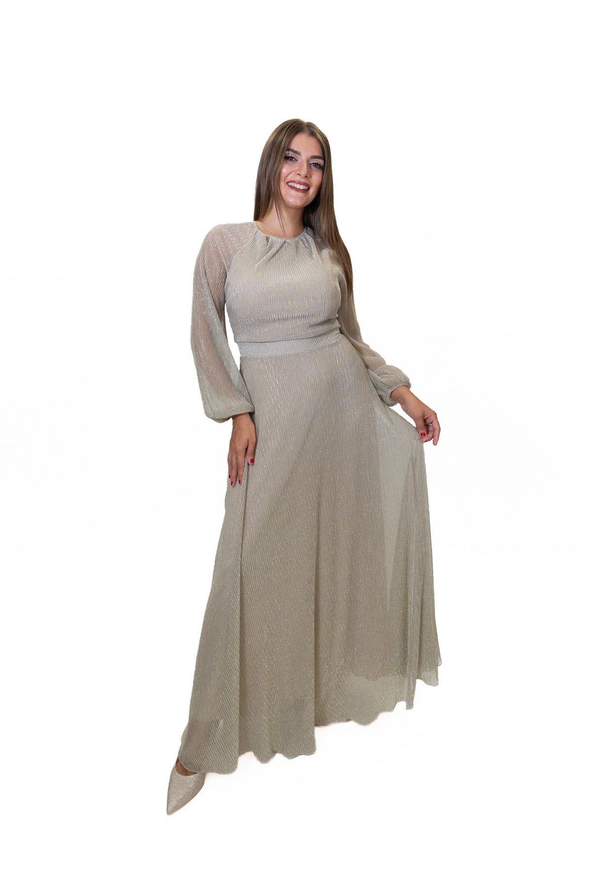 Rinascimento - Abito Lungo in Georgette e Lurex - Donna - World Fashion