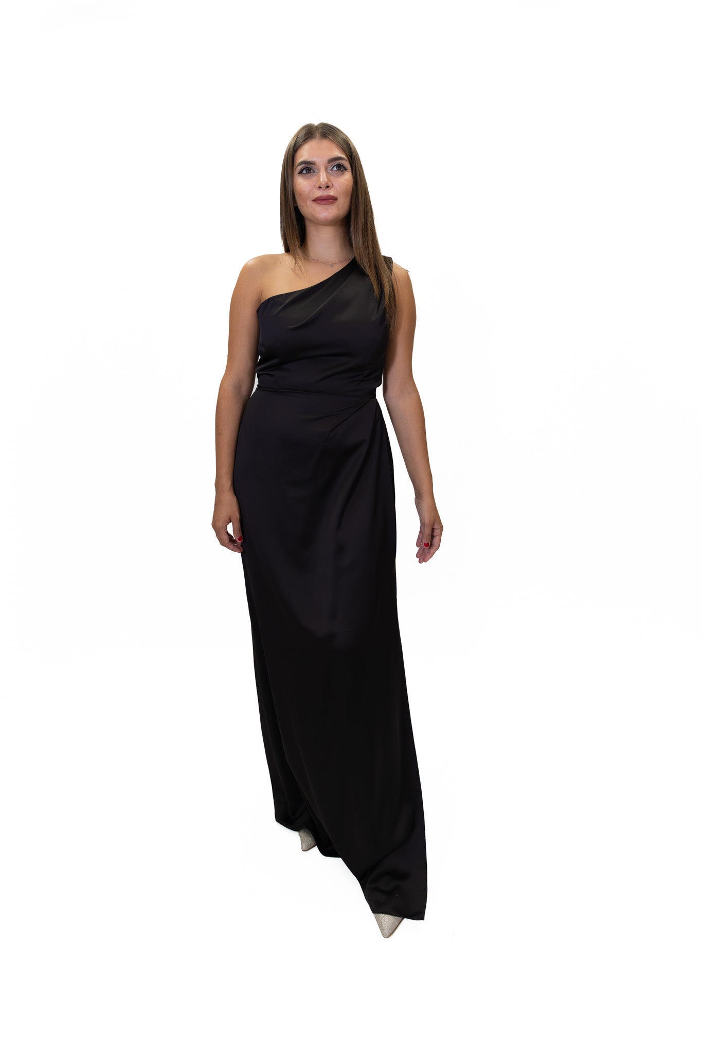 Rinascimento - Abito lungo monospalla con drappeggio - Donna - World Fashion