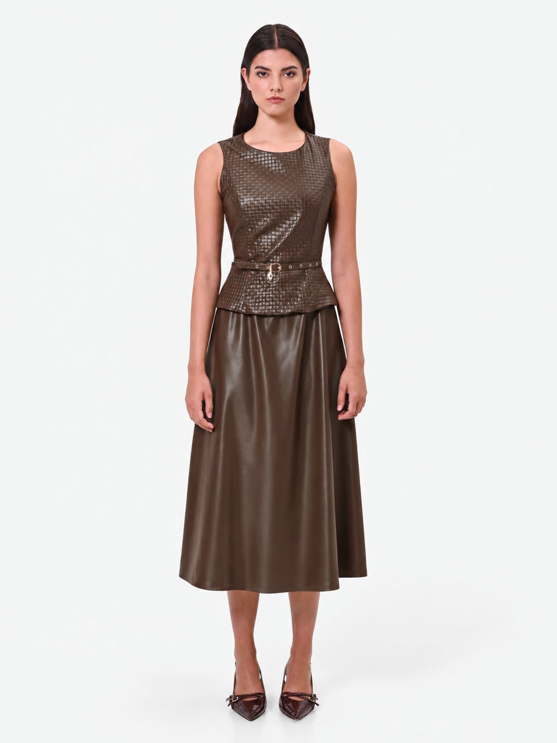 Rinascimento - Abito Midi In Similpelle - Donna - World Fashion