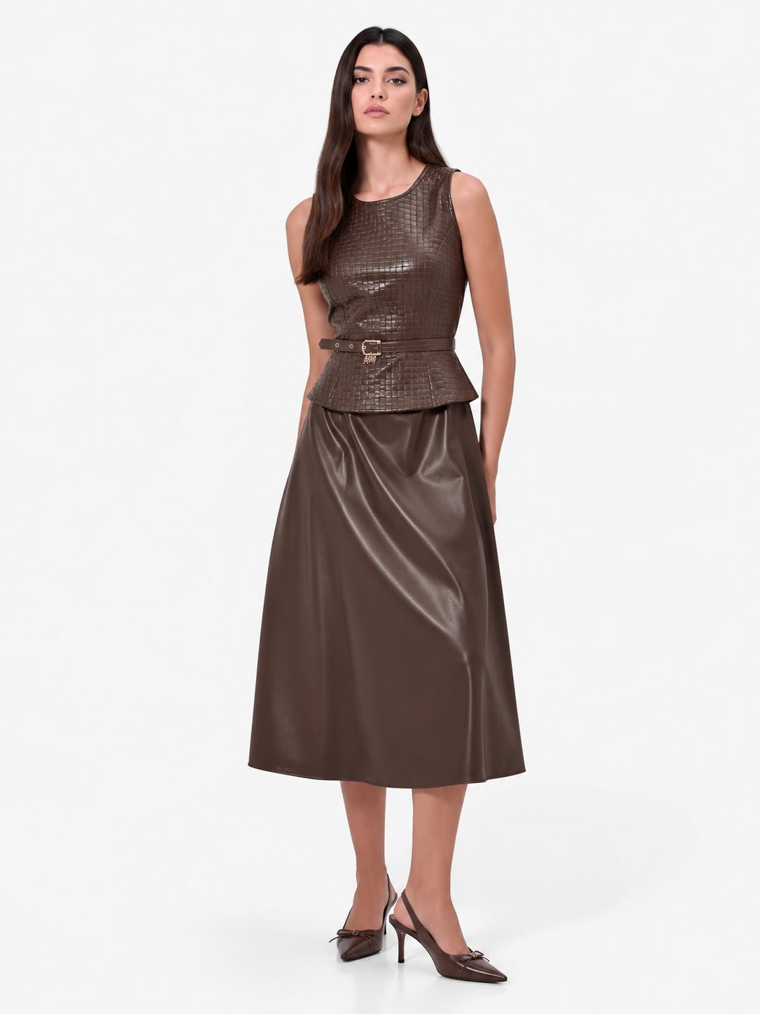 Rinascimento - Abito Midi In Similpelle - Donna - World Fashion
