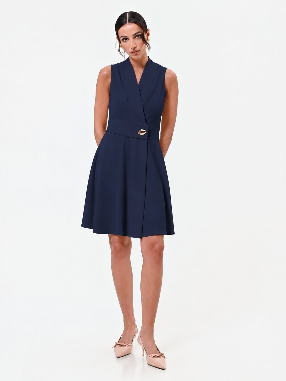 Rinascimento - Abito svasato con revers e bottone - Donna - World Fashion