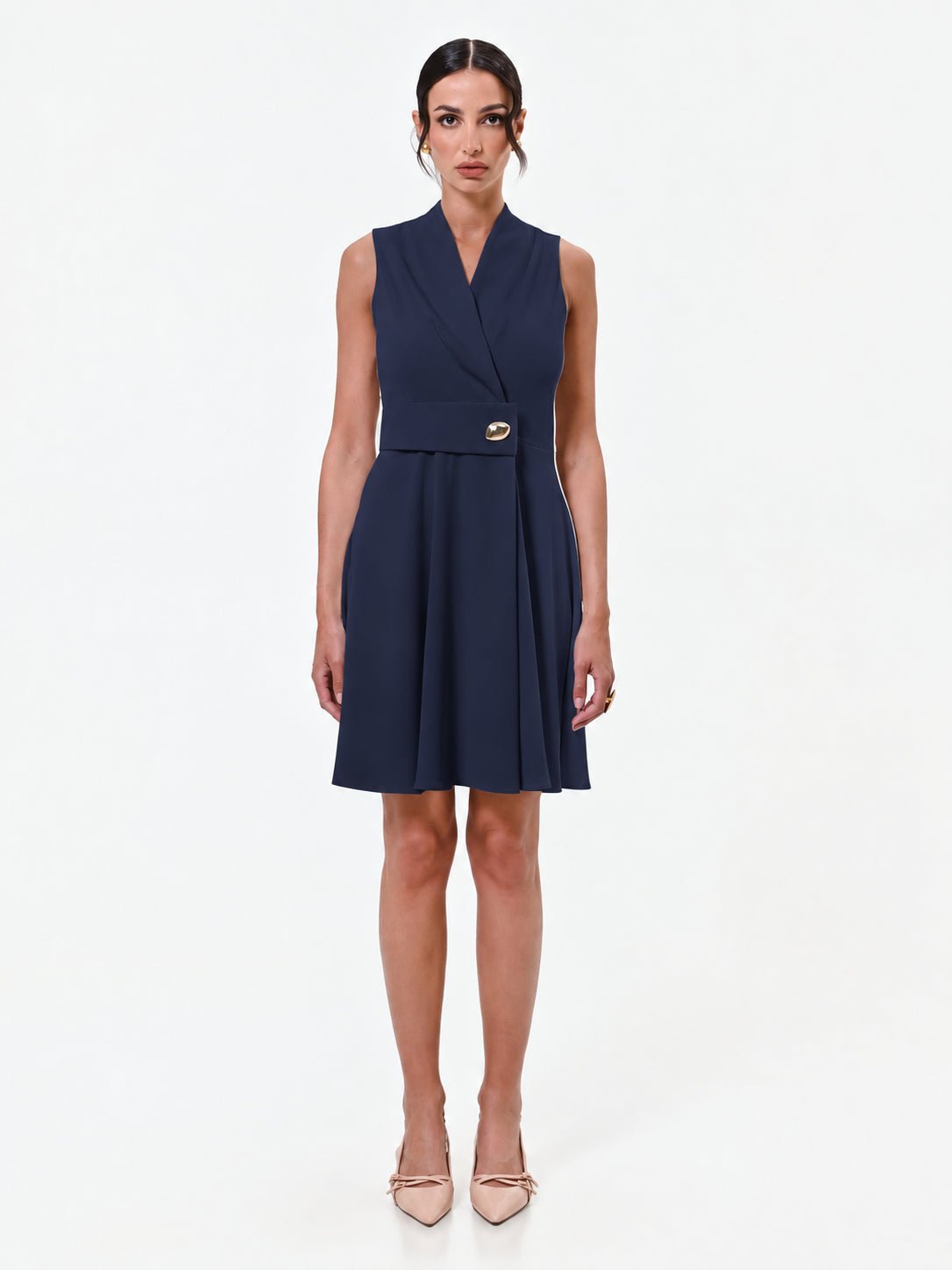 Rinascimento - Abito svasato con revers e bottone - Donna - World Fashion