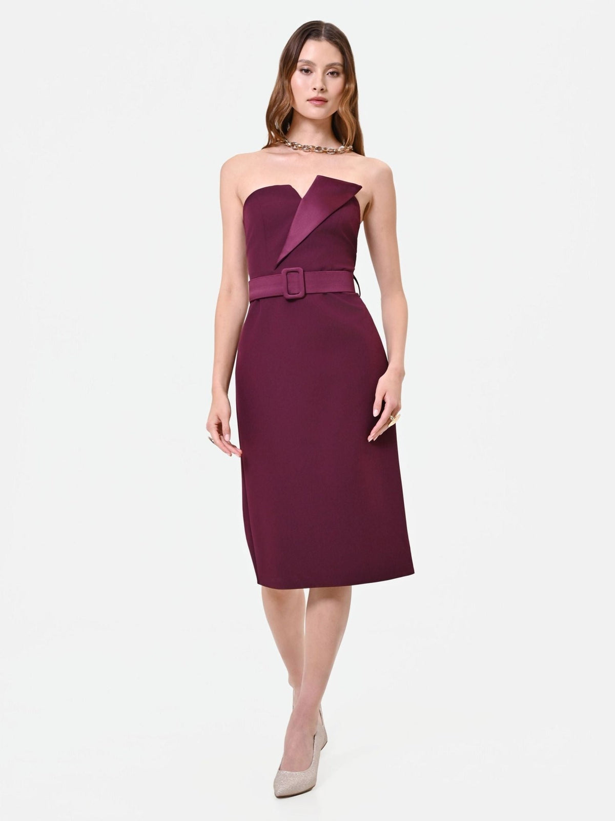 Rinascimento - Abito Tubino Con Cintura E Rever - Donna - World Fashion