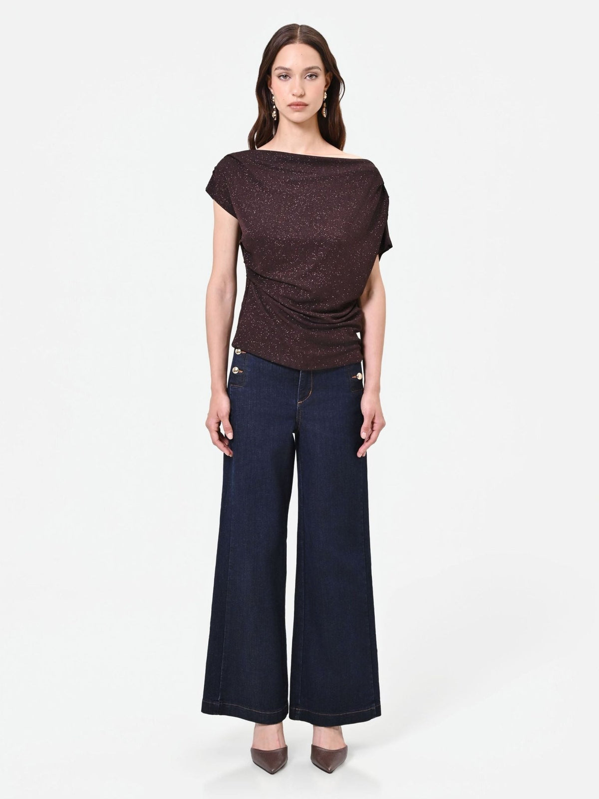 Rinascimento - Blusa Con Drappeggio Asimmetrico - Donna - World Fashion