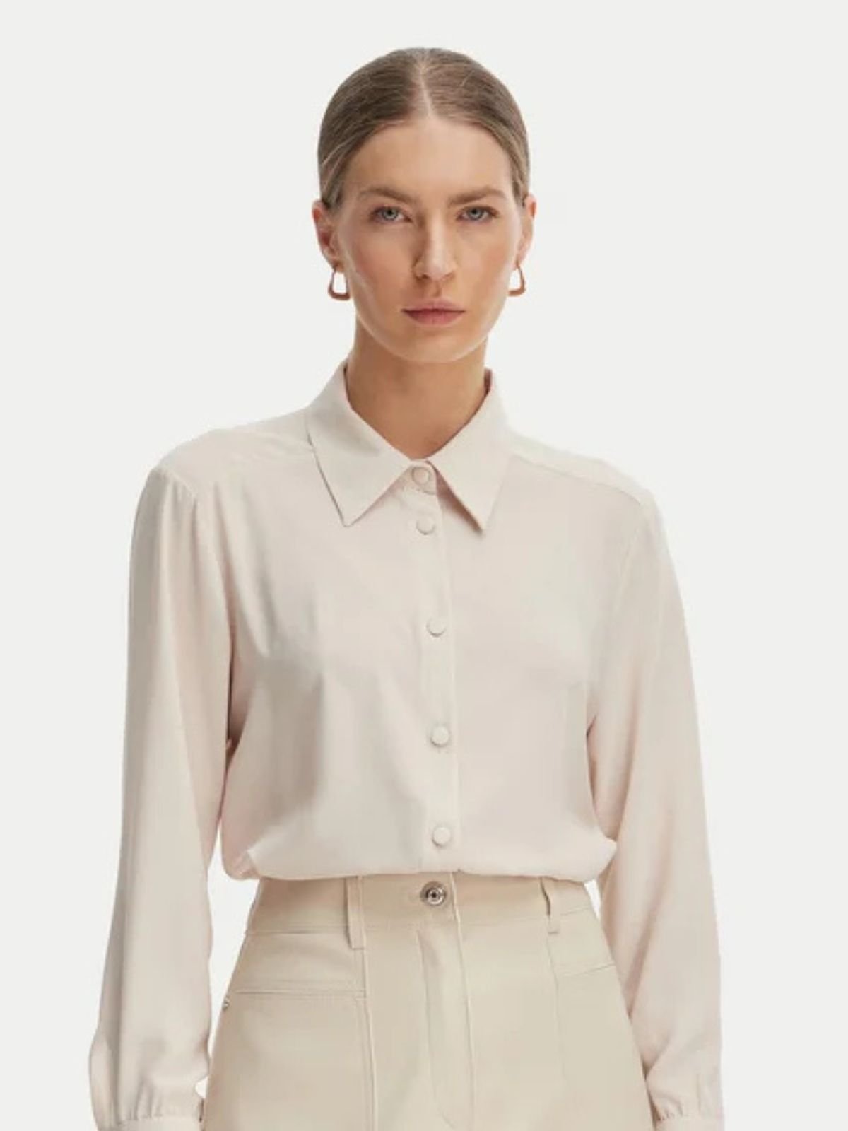 Rinascimento - Camicia con bottoni ricoperti in tessuto georgette - Donna - World Fashion