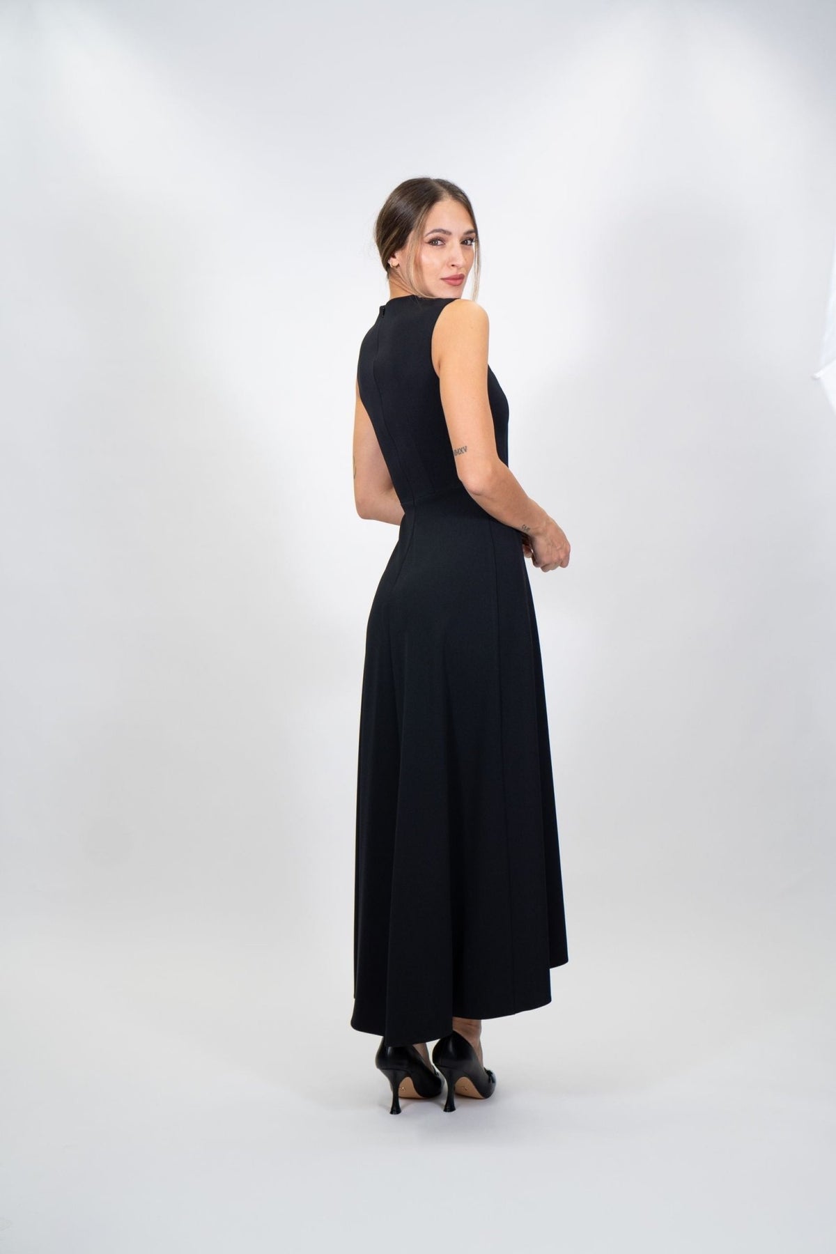 Rinascimento Curvy - Abito Lungo Con Inserto Plissettato A Contrasto - Donna - World Fashion