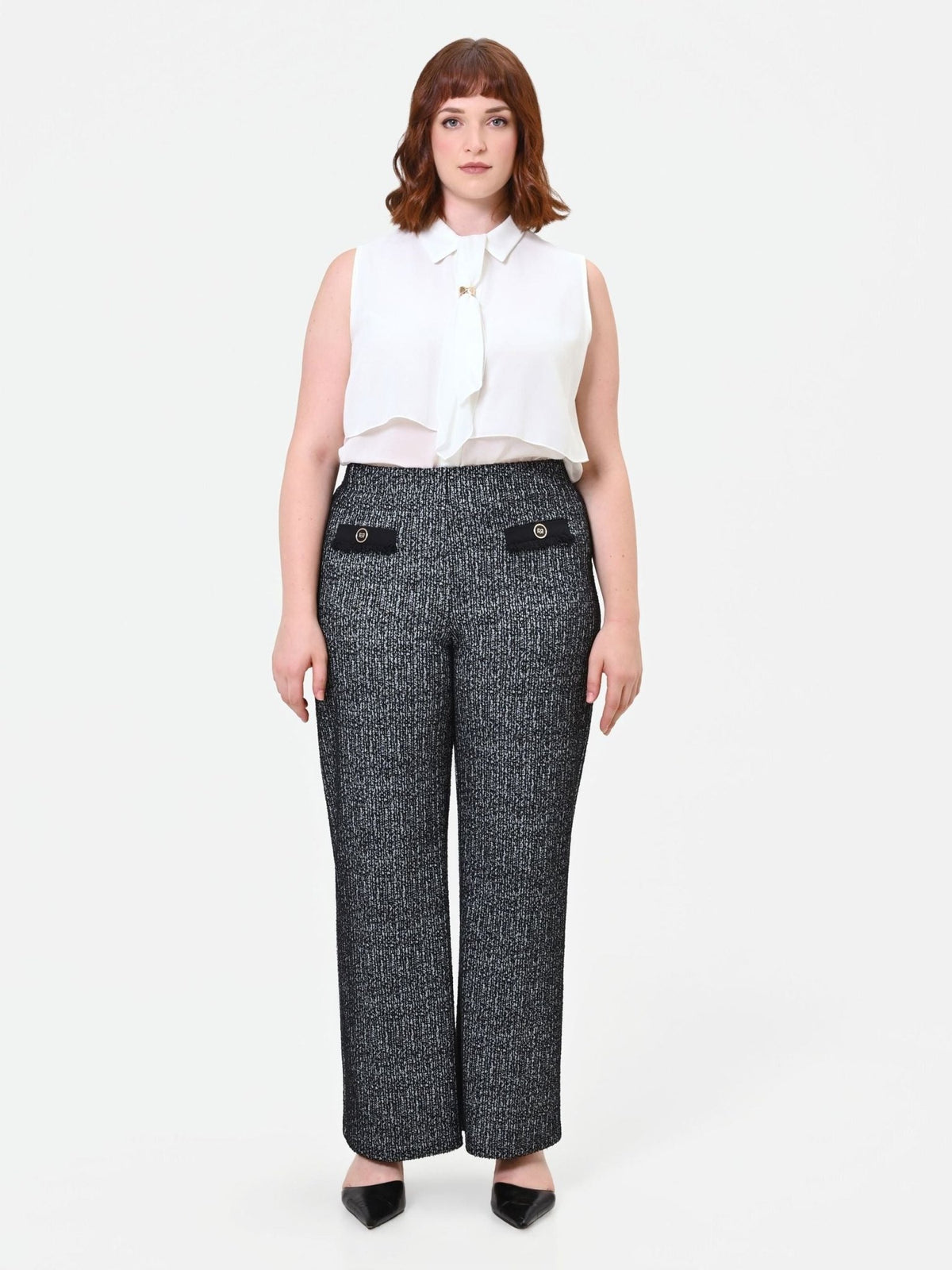 Rinascimento Curvy - Pantalone a gamba dritta in tessuto bouclé - Donna - World Fashion