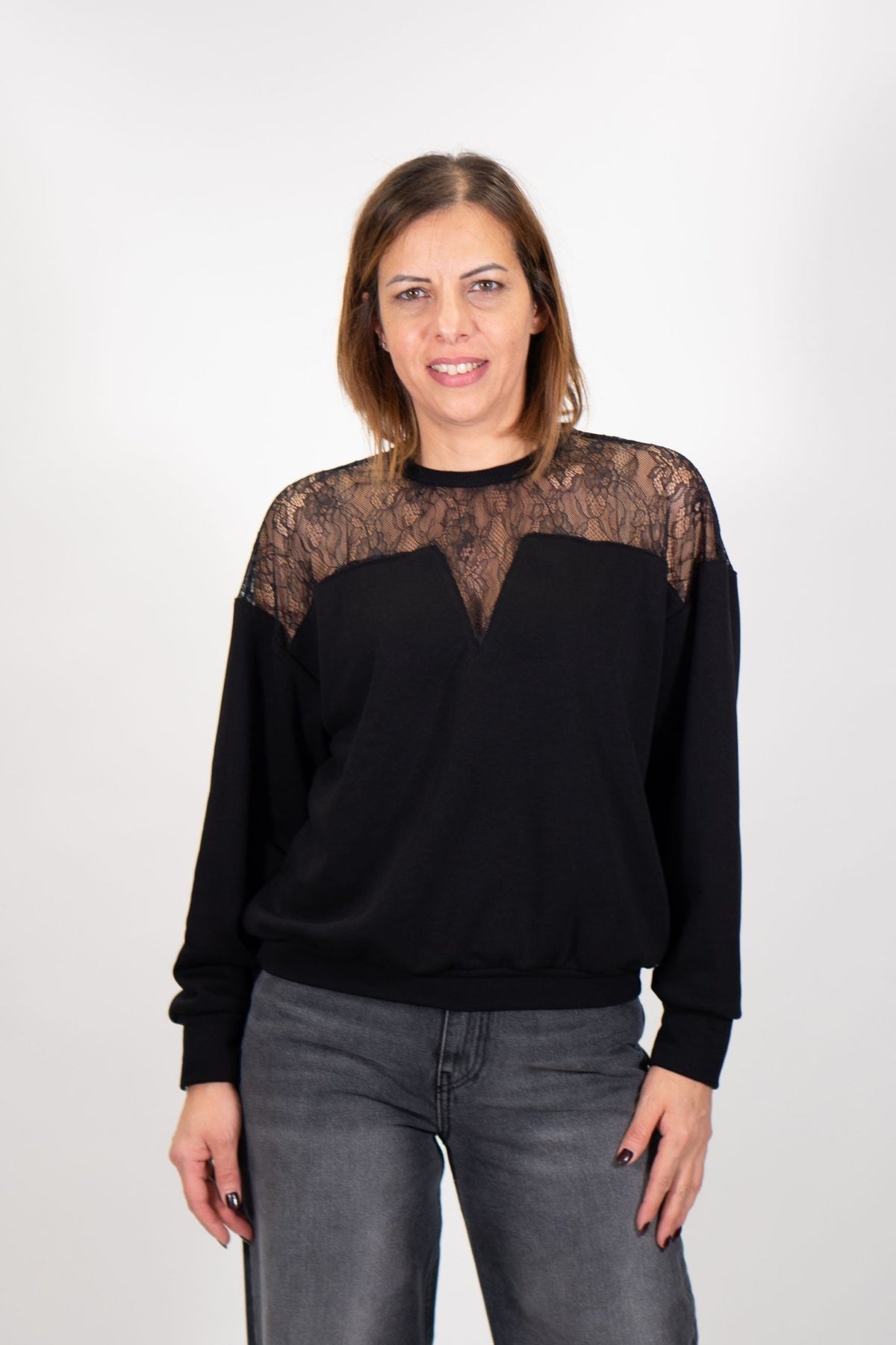 Rinascimento - Felpa con inserti in pizzo - Donna - World Fashion