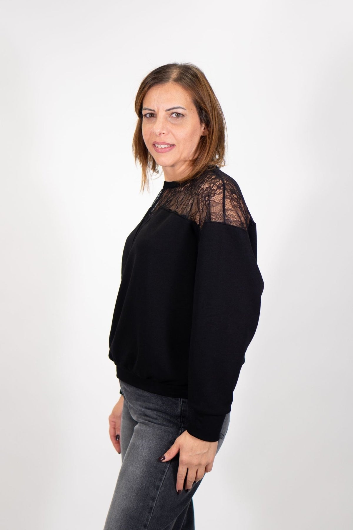 Rinascimento - Felpa con inserti in pizzo - Donna - World Fashion