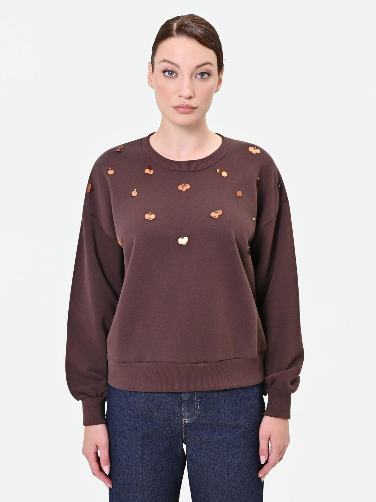 Rinascimento - Felpa girocollo con applicazioni luminose - Donna - World Fashion
