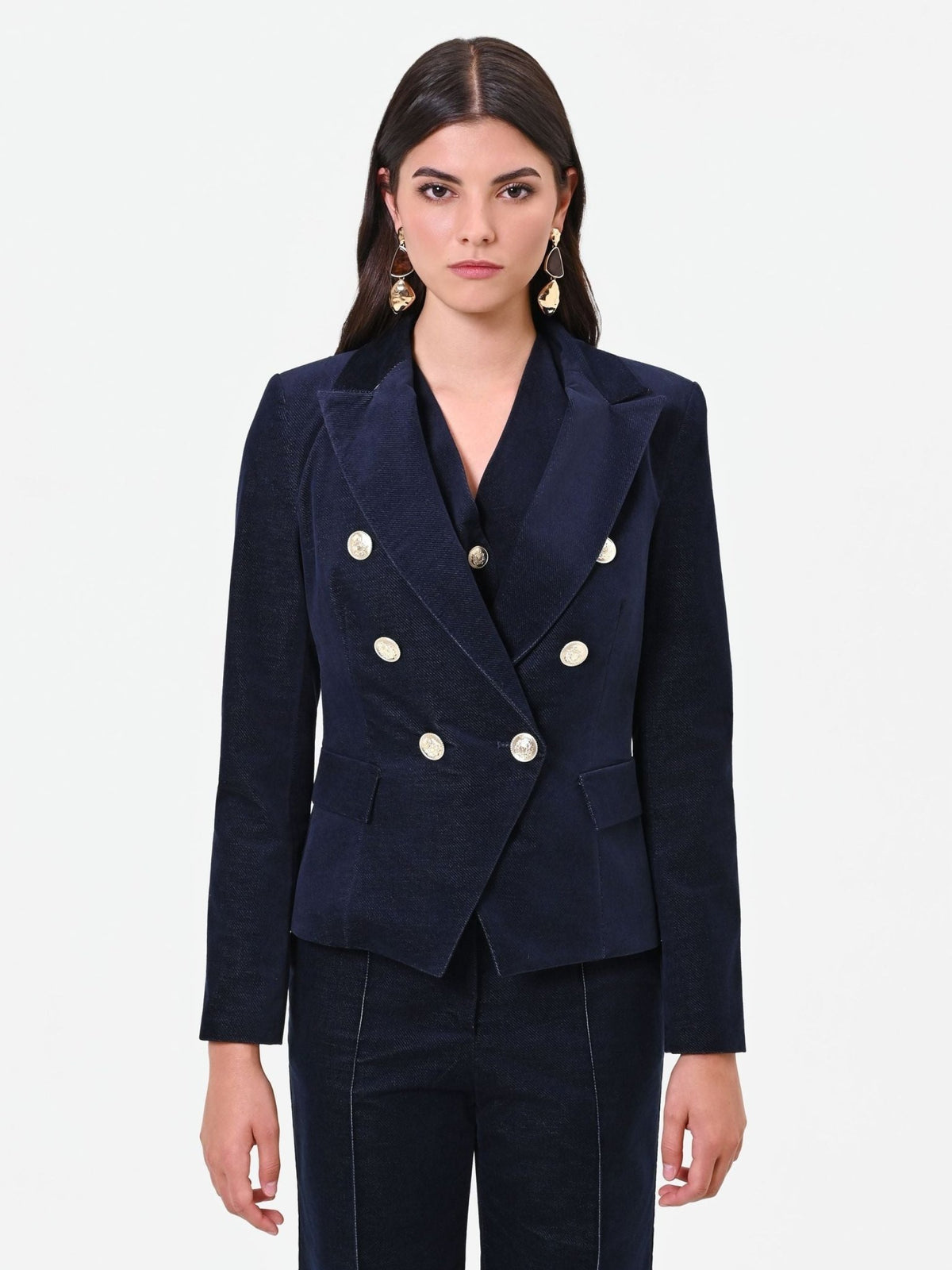 Rinascimento - Giacca doppiopetto in velluto blu navy (Giorgia Palmas X Rinascimento) - Donna - World Fashion