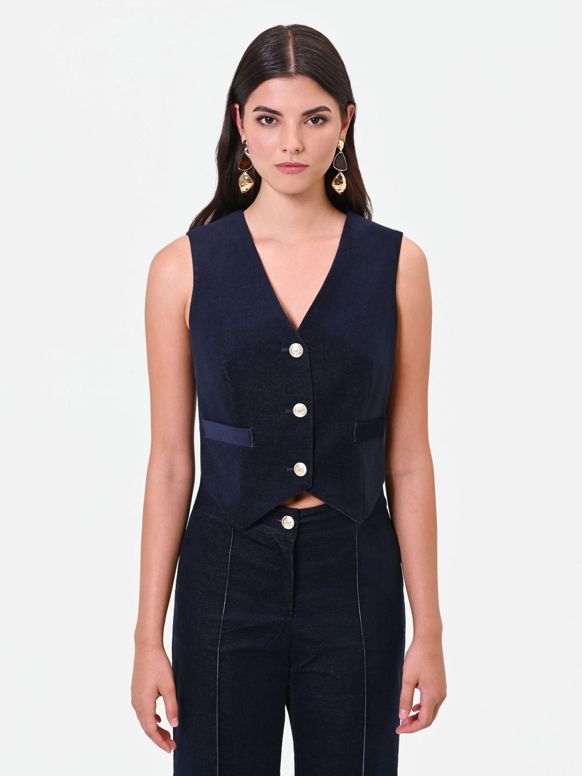 Rinascimento - Gilet in velluto blu navy con bottoni (Giorgia Palmas X Rinascimento) - Donna - World Fashion