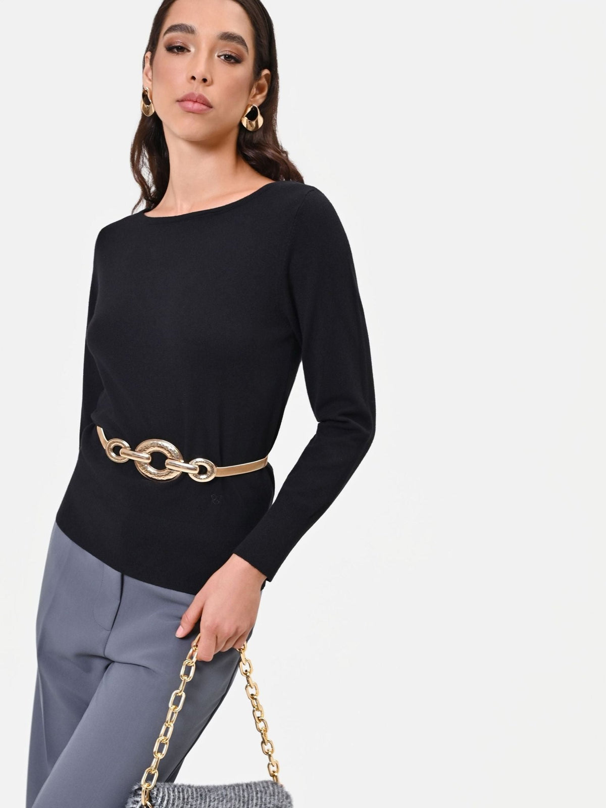 Rinascimento - Maglia scollo a barca in misto viscosa - Donna - World Fashion