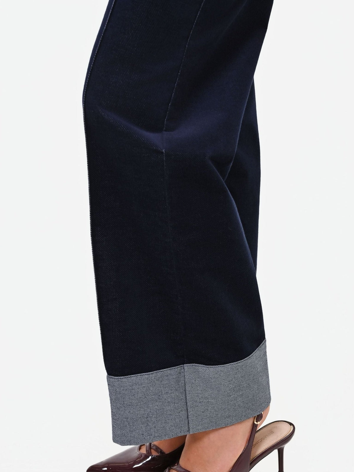 Rinascimento - Pantalone blu navy in velluto con impunture a contrasto (Giorgia Palmas X Rinascimento) - Donna - World Fashion