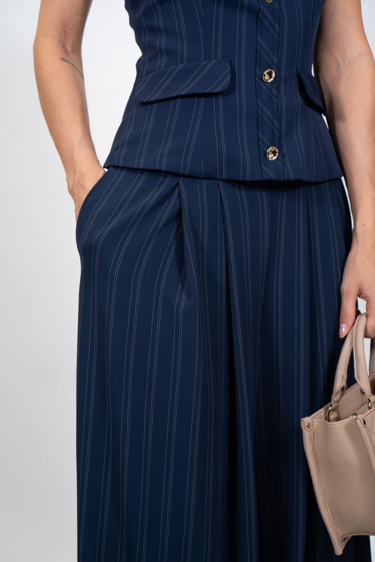 Rinascimento - Pantalone palazzo gessato (Giorgia Palmas X Rinascimento) - Donna - World Fashion