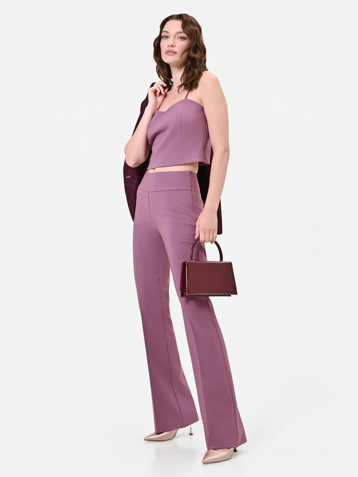 Rinascimento - Pantalone zampa in tessuto tecnico - Donna - World Fashion
