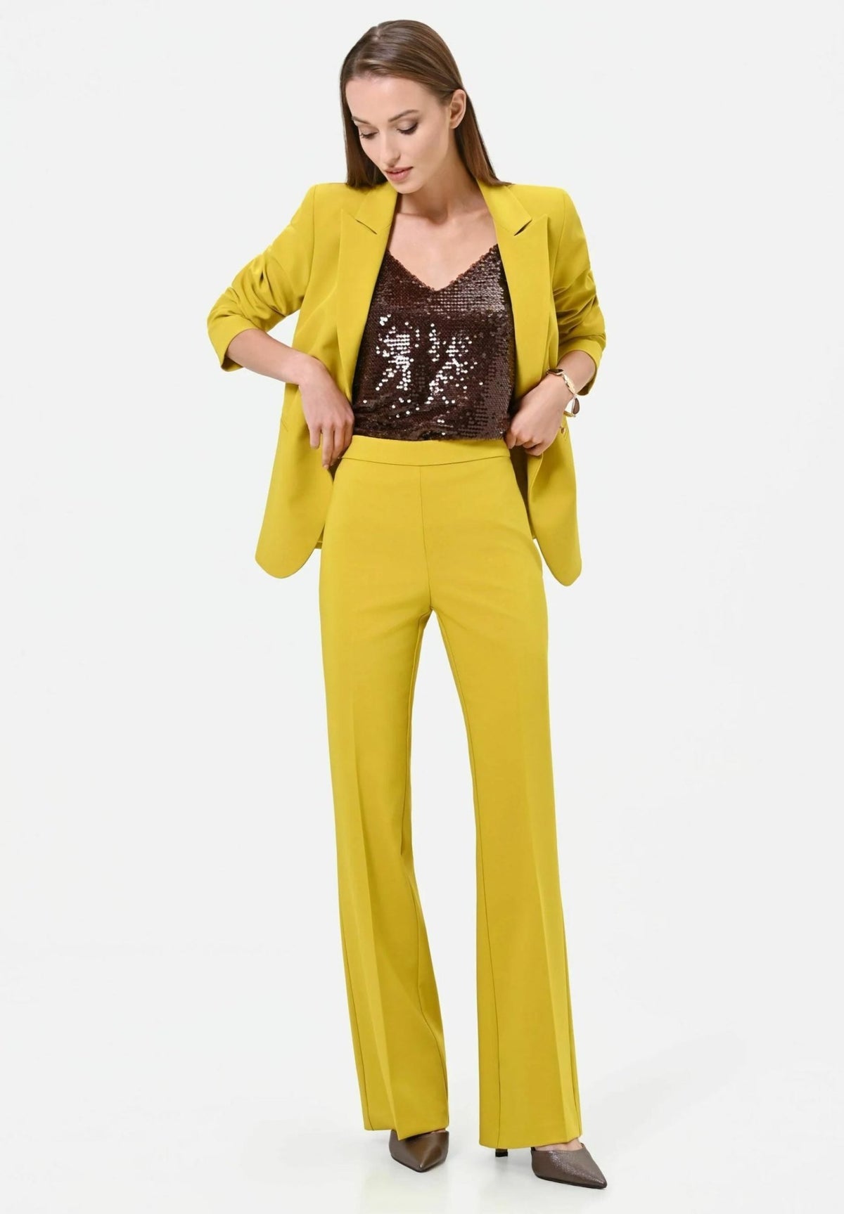 Rinascimento - Pantalone zampa in tessuto tecnico - Donna - World Fashion