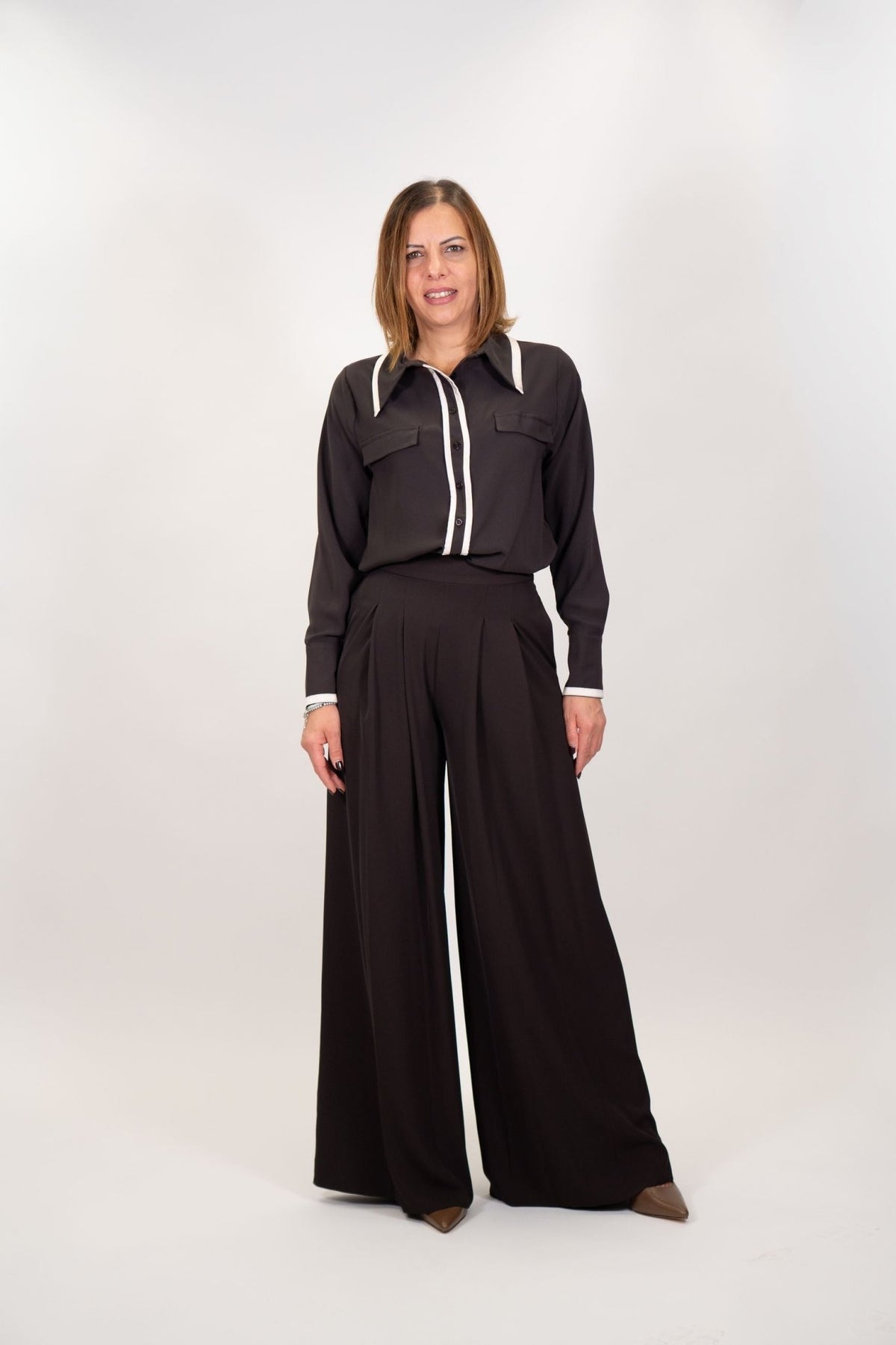 Rinascimento - Pantaloni a palazzo in tessuto cadì - Donna - World Fashion