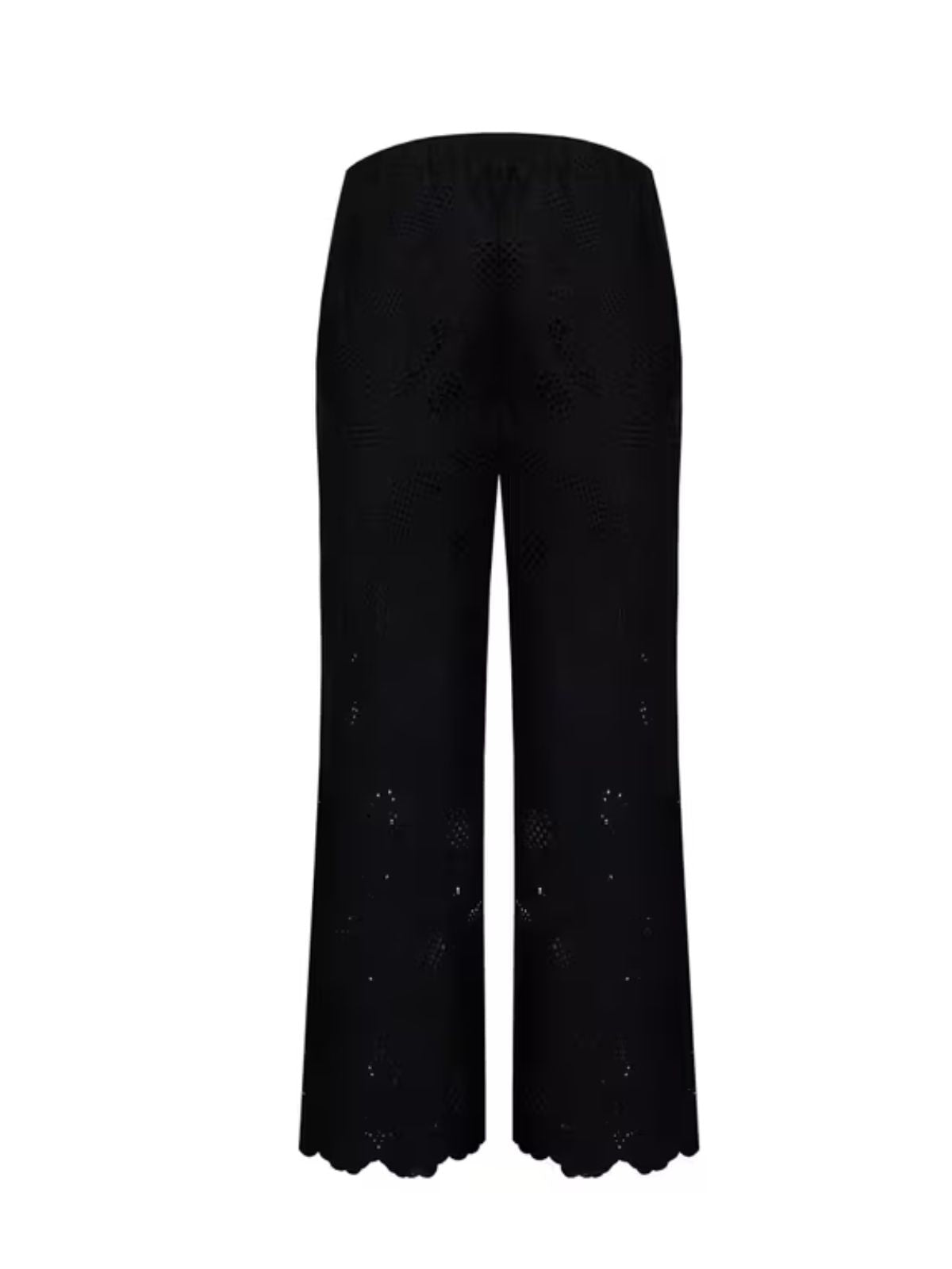 Rinascimento - Pantaloni Larghi Cropped In Misto Cotone Ricamati A Fiori E Traforati - Donna - World Fashion