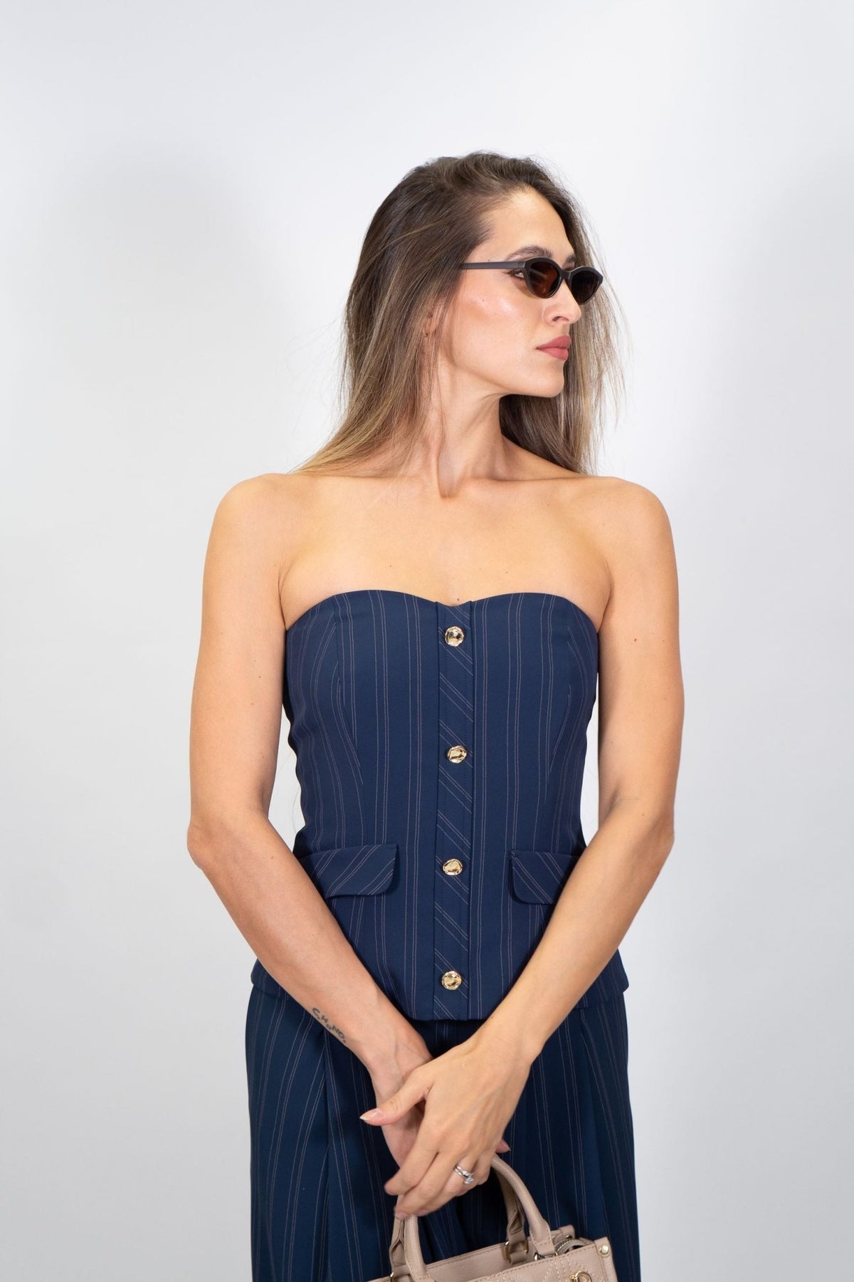Rinascimento - Top bustier gessato (Giorgia Palmas X Rinascimento) - Donna - World Fashion