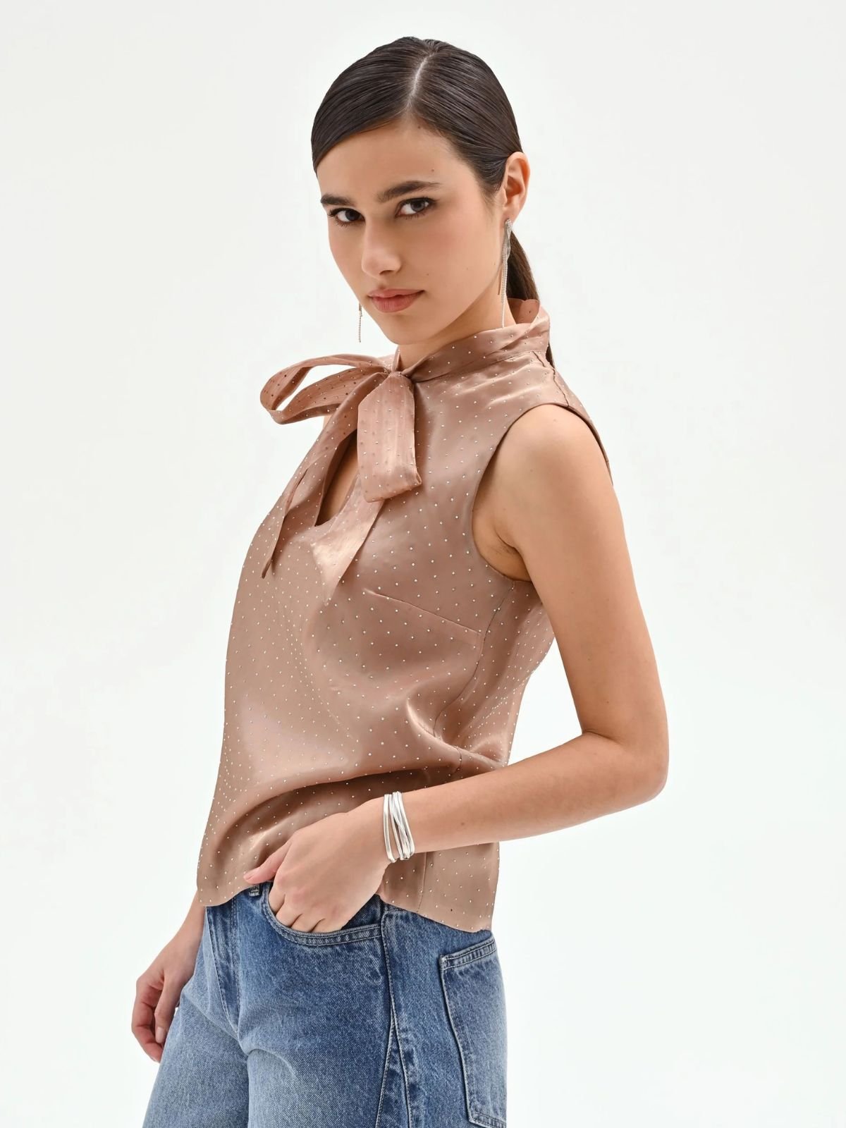Rinascimento - Top con fiocco e punti luce - Donna - World Fashion