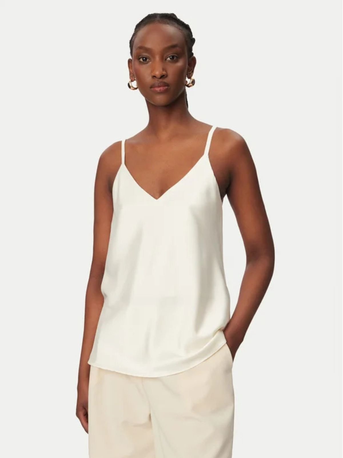 Rinascimento - Top in raso con scollo A V - Donna - World Fashion