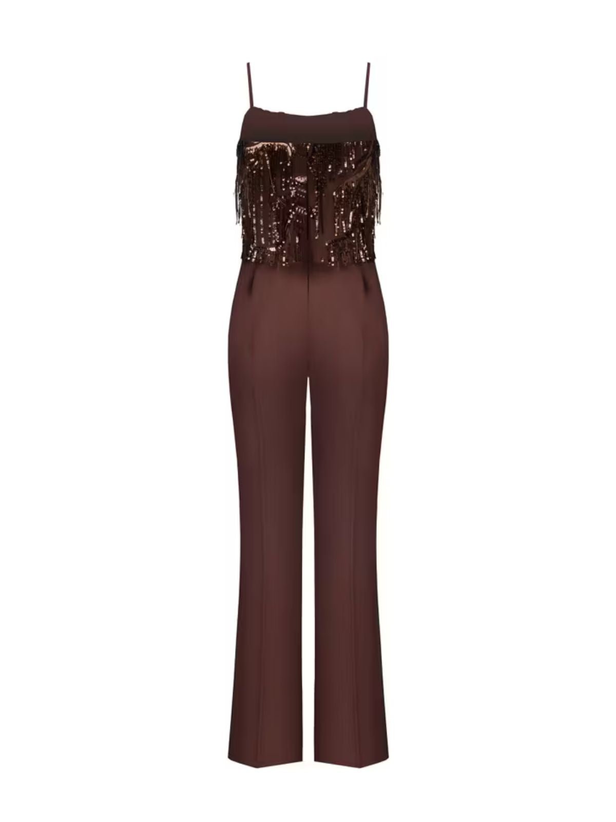 Rinascimento - Tuta zampa in tulle con ricami e frange di paillettes. - Donna - World Fashion