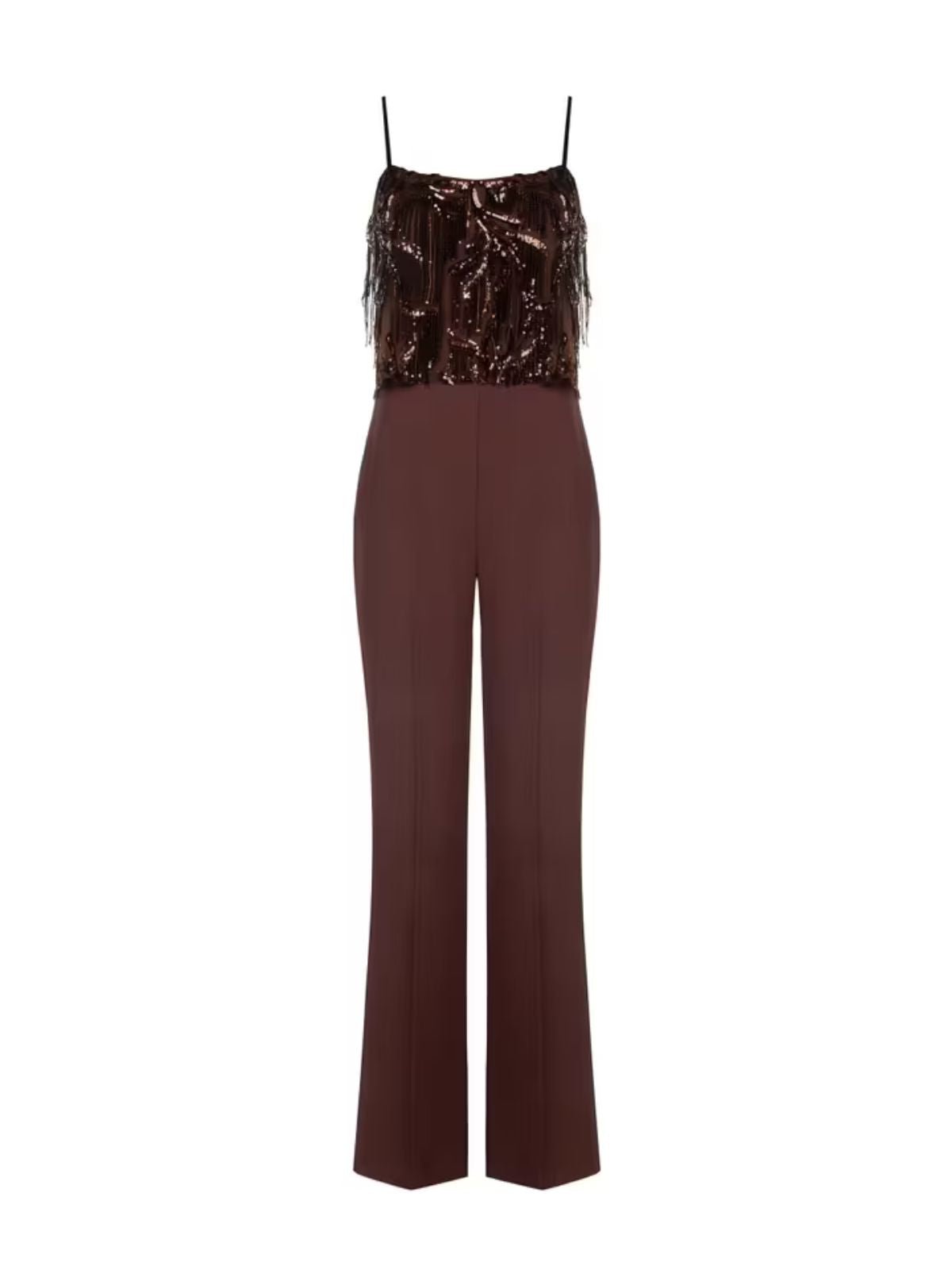 Rinascimento - Tuta zampa in tulle con ricami e frange di paillettes. - Donna - World Fashion