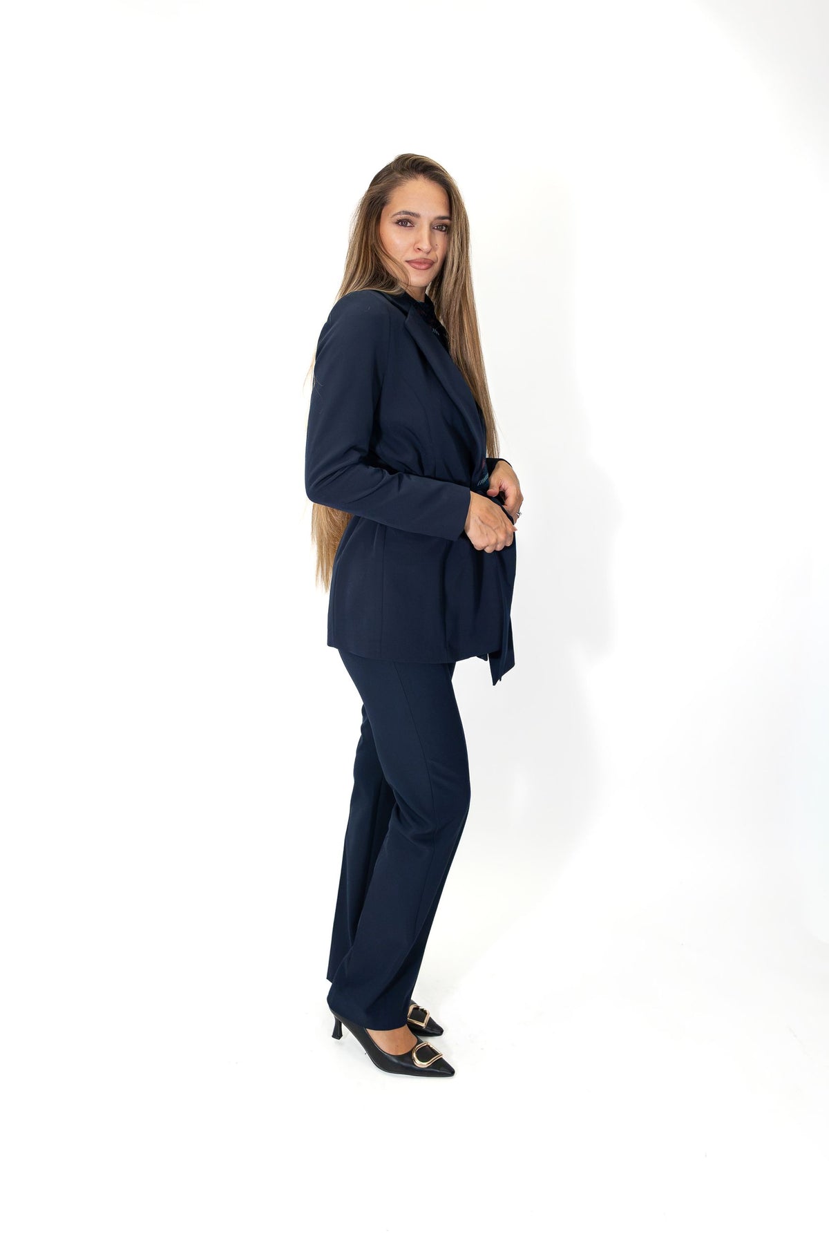 Fracomina - Giacca lunga sartoriale con cintura - Donna