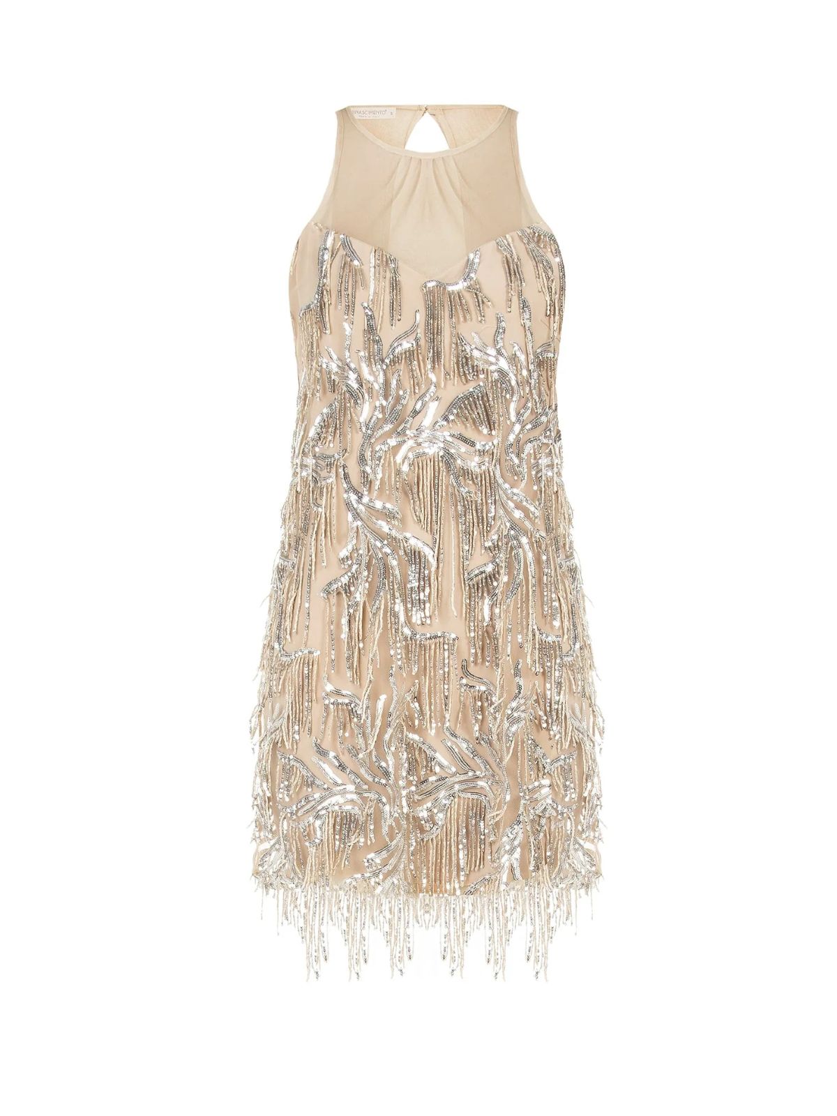 Rinascimento - Abito Corto In Tulle Con Ricami E Frange Di Paillettes - Donna