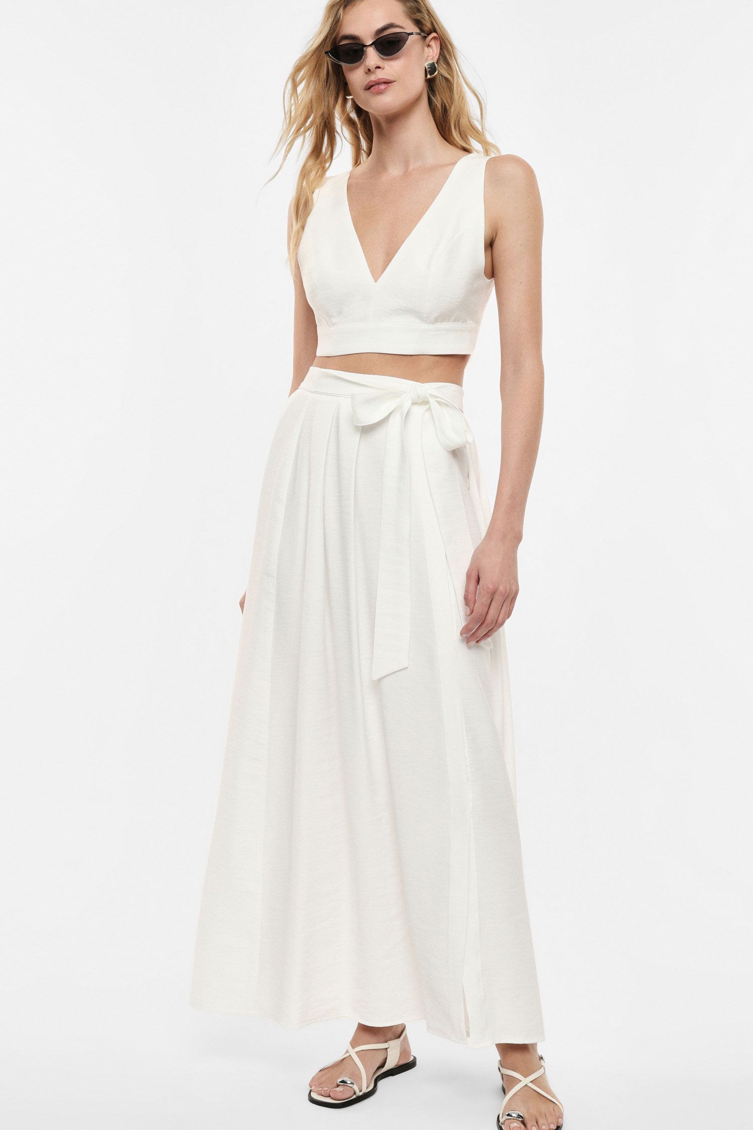 Imperial - Gonna lunga a vita alta con cintura annodata - Donna