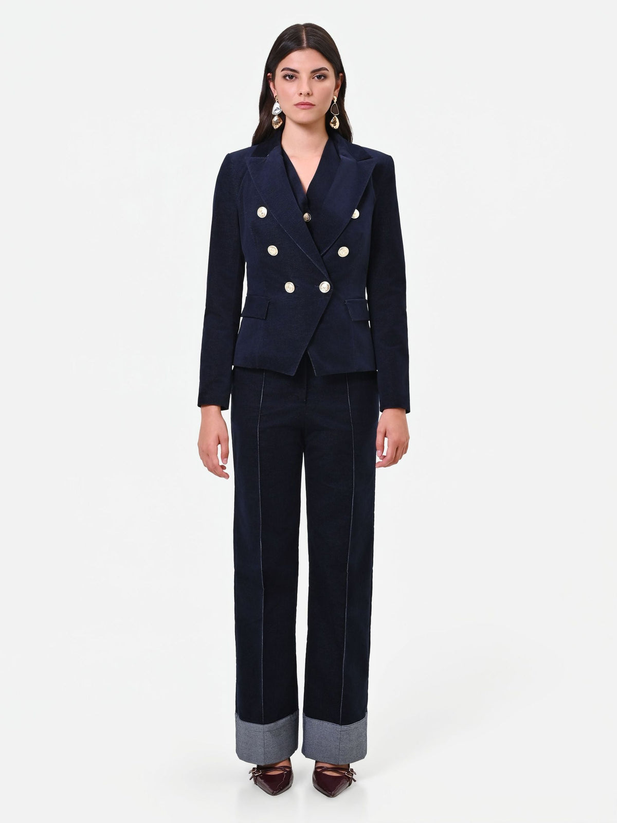 Rinascimento - Giacca doppiopetto in velluto blu navy (Giorgia Palmas X Rinascimento) - Donna