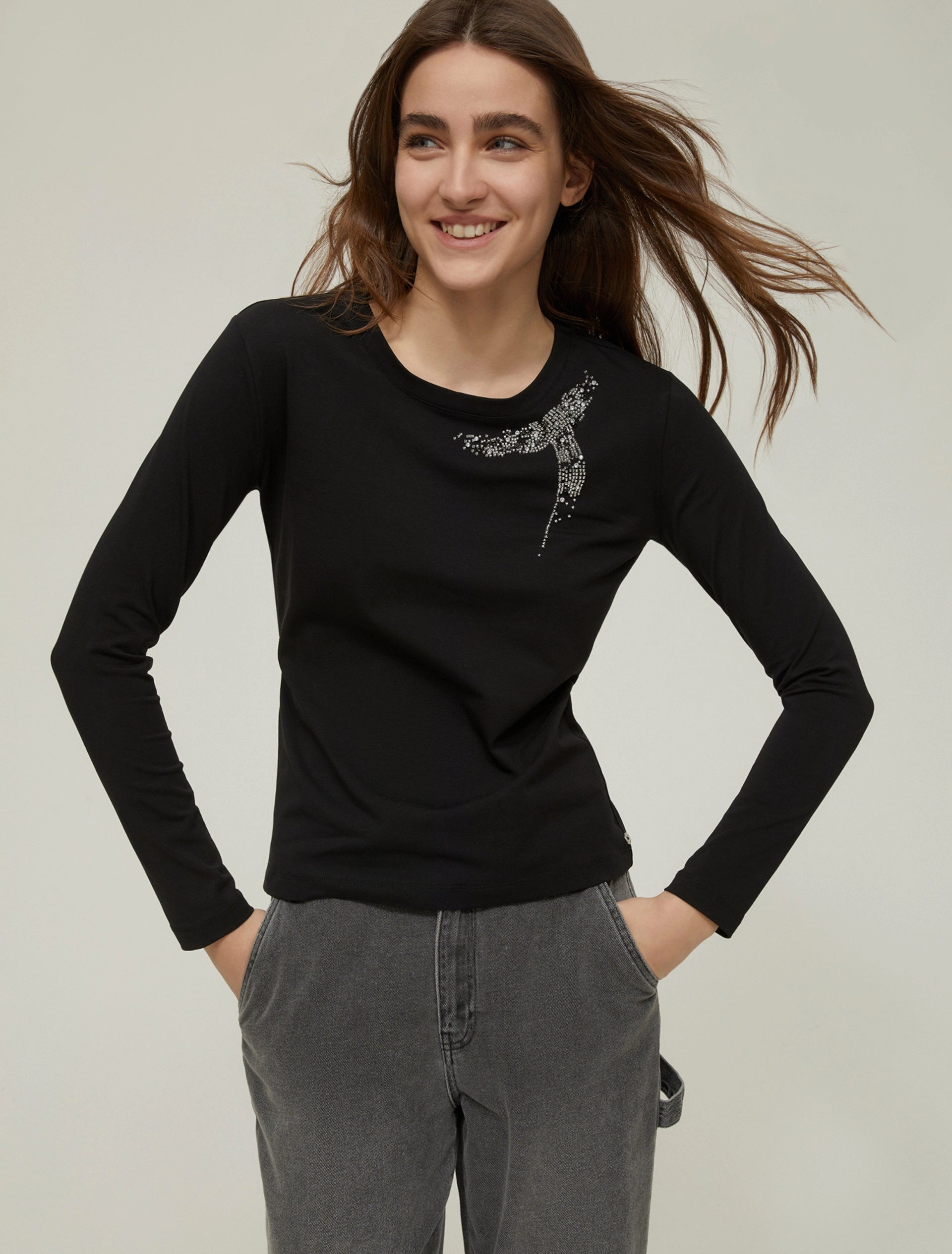 T-shirt in cotone con strass Donna - PennyBlack