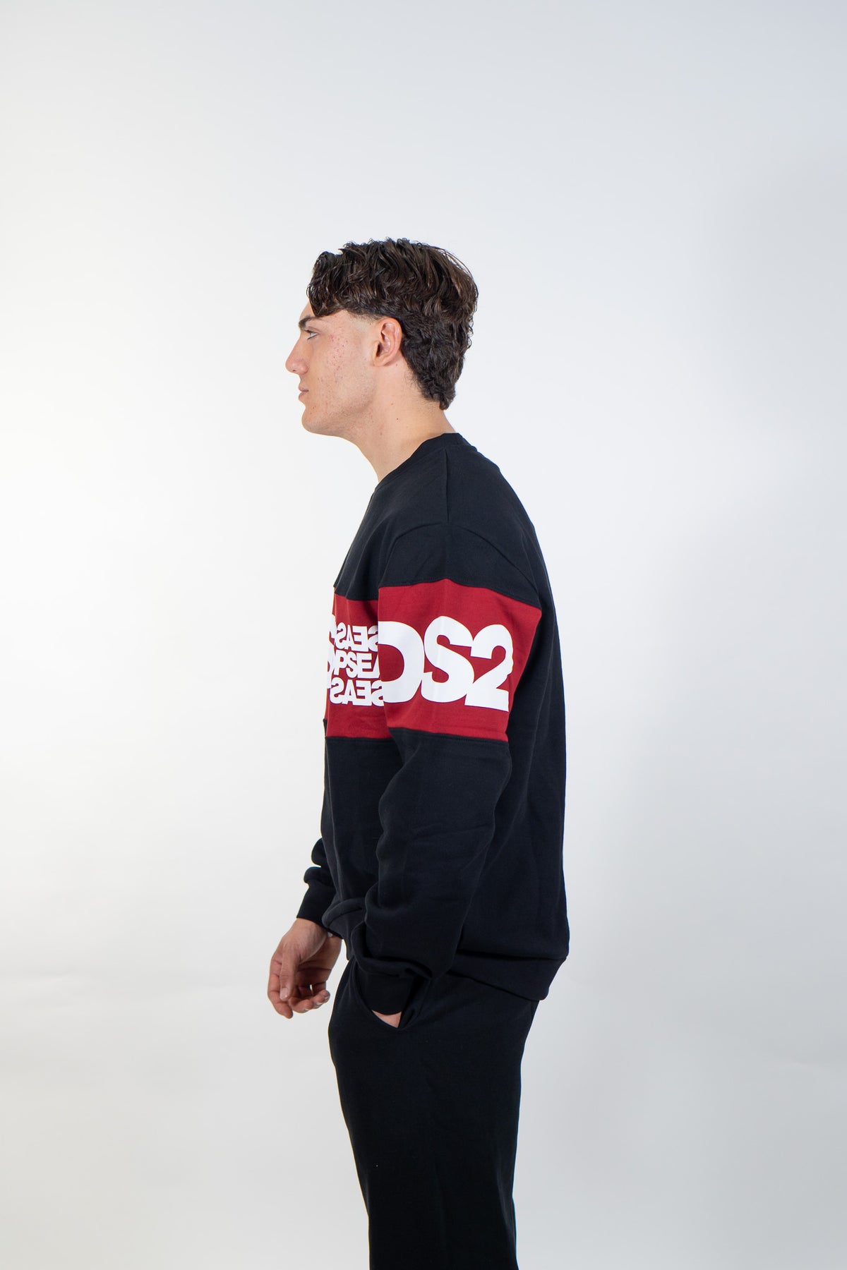 Ds2 - Felpa girocollo con fascia logo - Uomo