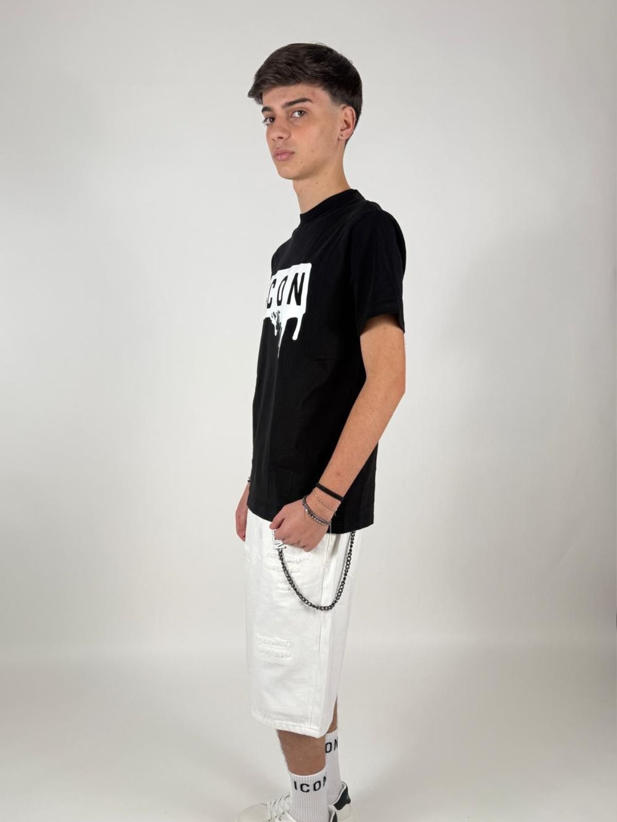 Shorts Denim C/Logo Nero Su Tasca Uomo - Icon - World Fashion