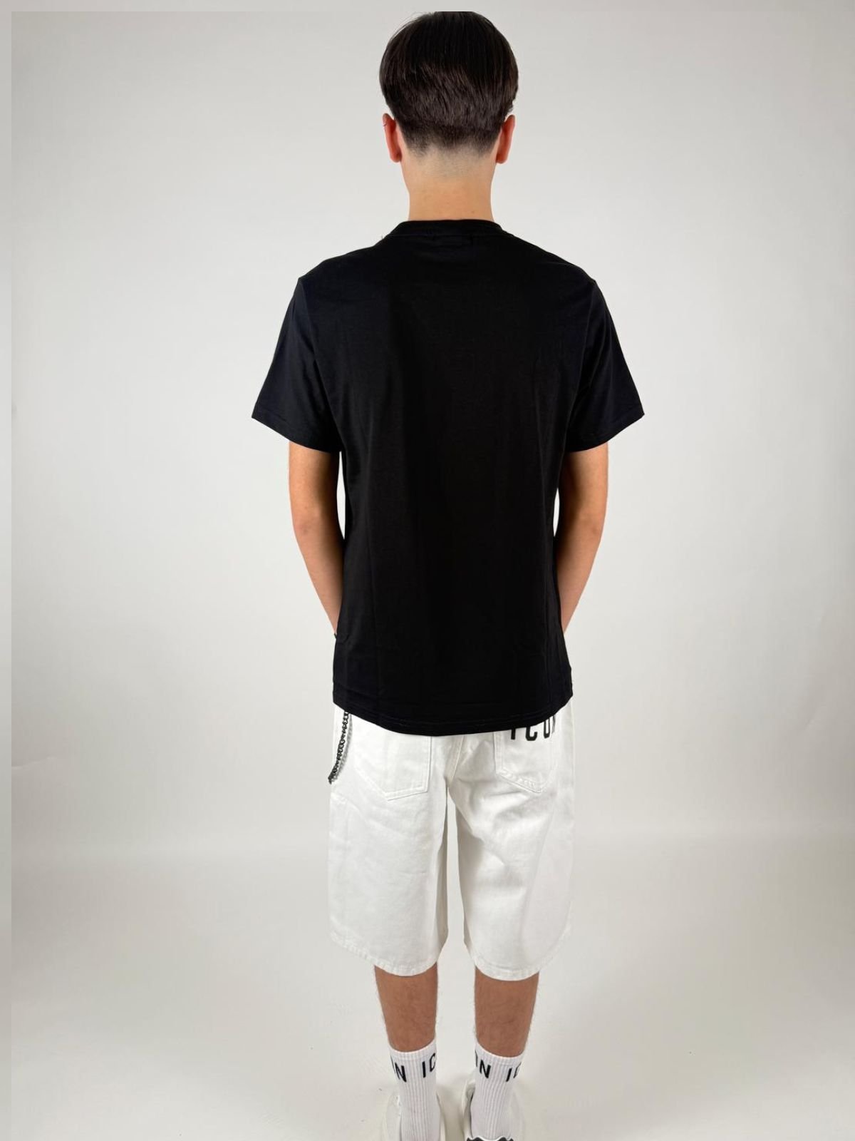 Shorts Denim C/Logo Nero Su Tasca Uomo - Icon - World Fashion