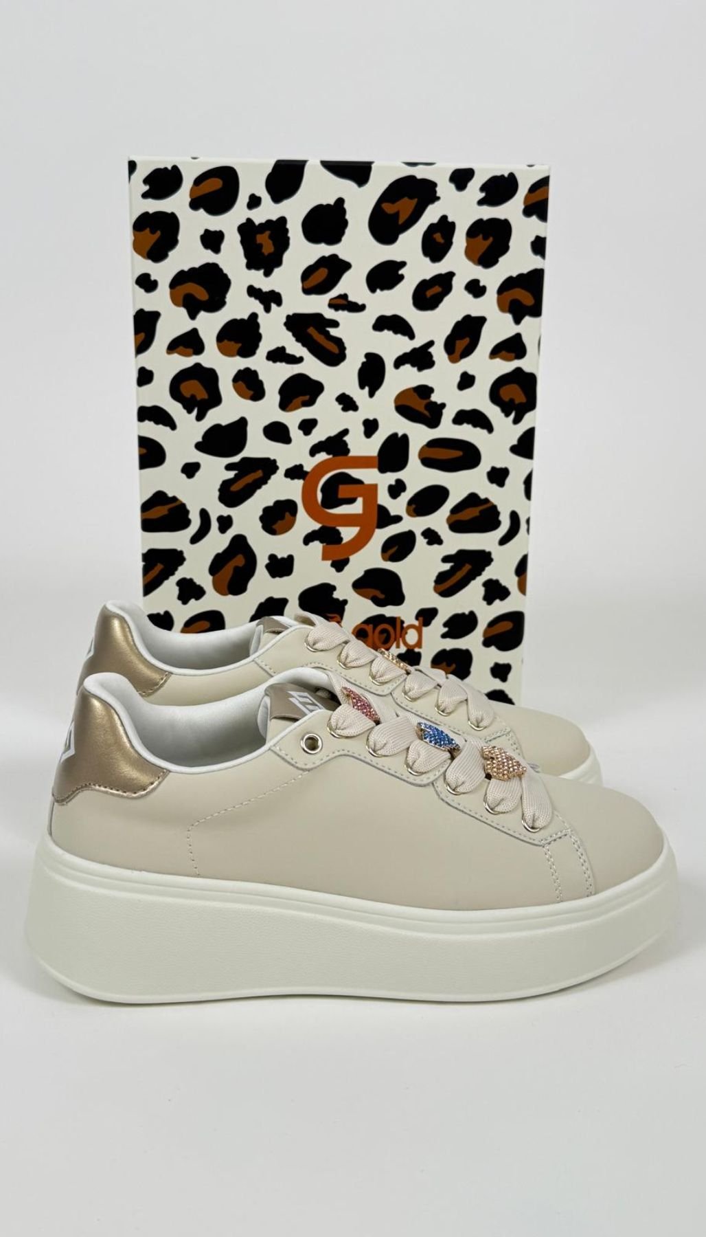 Sneakers Donna Stringate con Accessorio Bianco Donna - Gold&Gold - World Fashion