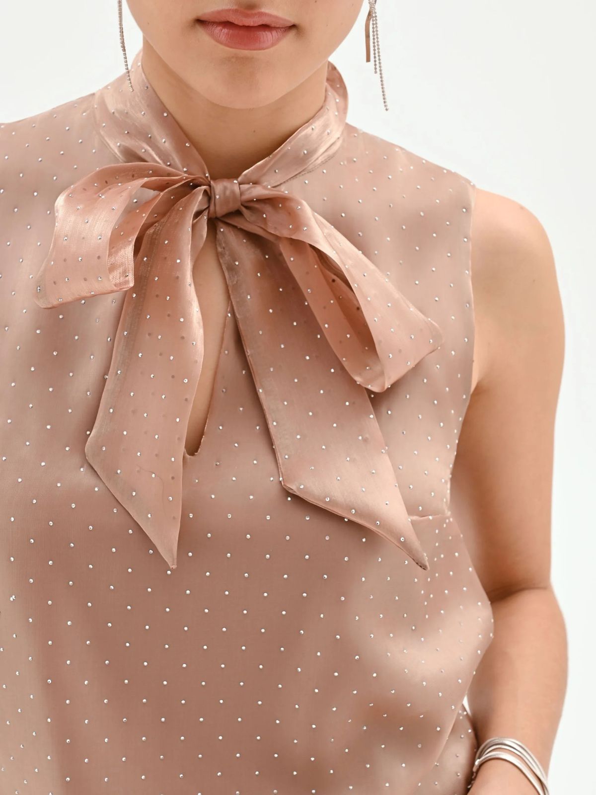Rinascimento - Top con fiocco e punti luce - Donna